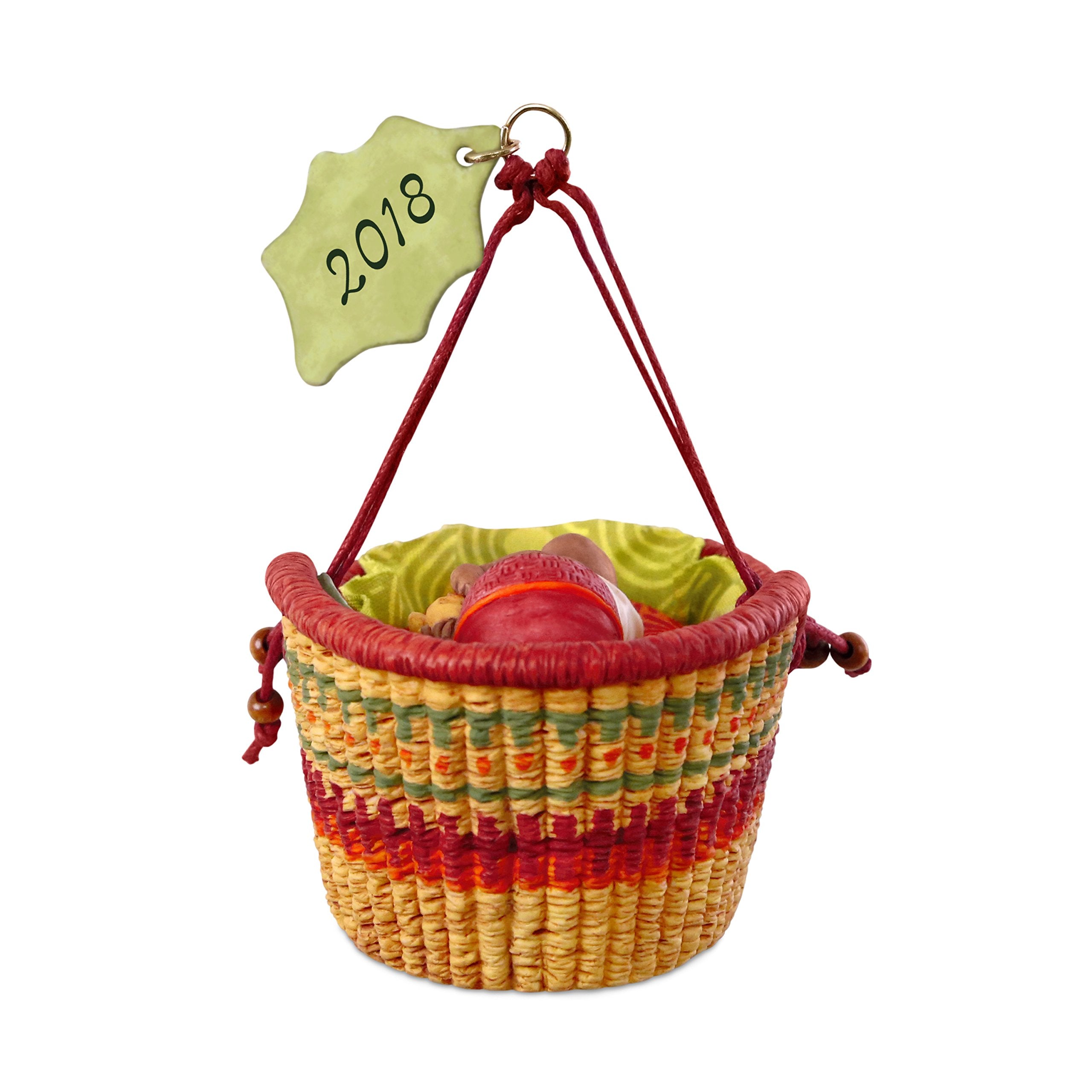 Hallmark Keepsake Ornament 2018 Year Dated, African American Baby's First Christmas, Porcelain, Basket