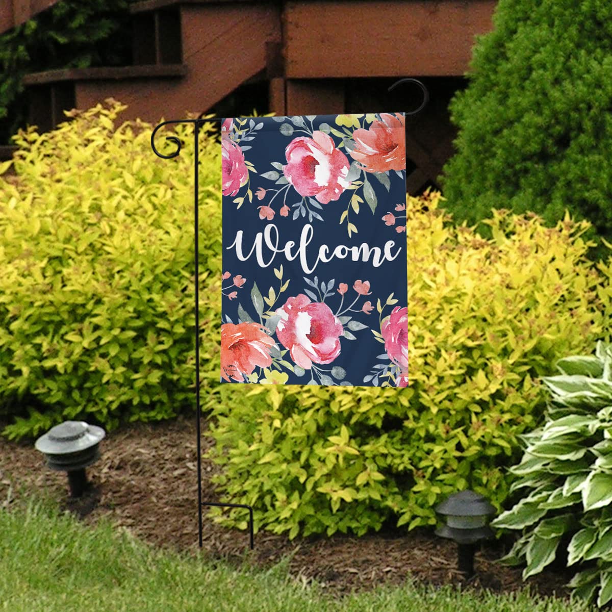 Watercolor Floral Spring Garden Flag Welcome Flowers