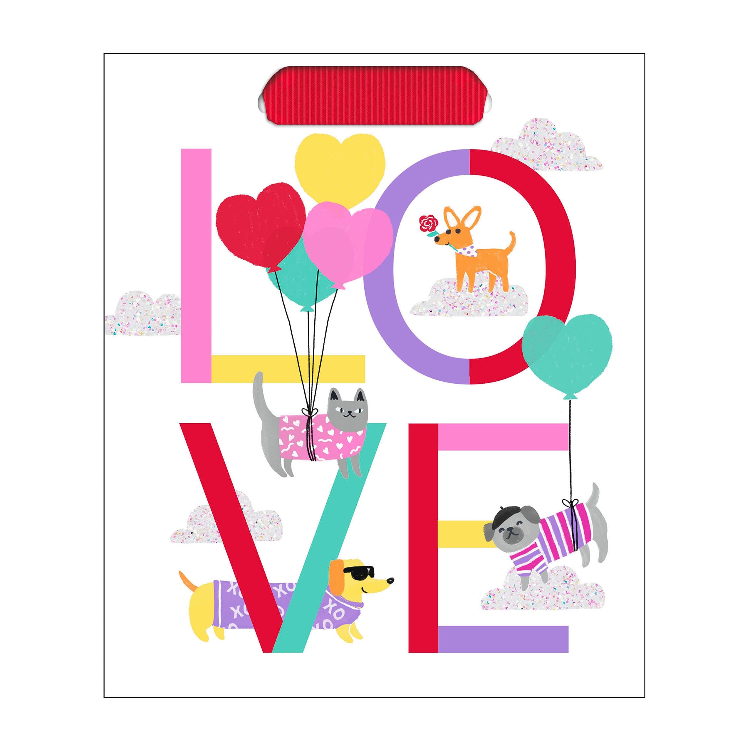 Hallmark 6" Small Valentine's Day Gift Bag (LOVE Pets and Balloons) for Kids, Grandchildren, Spouse