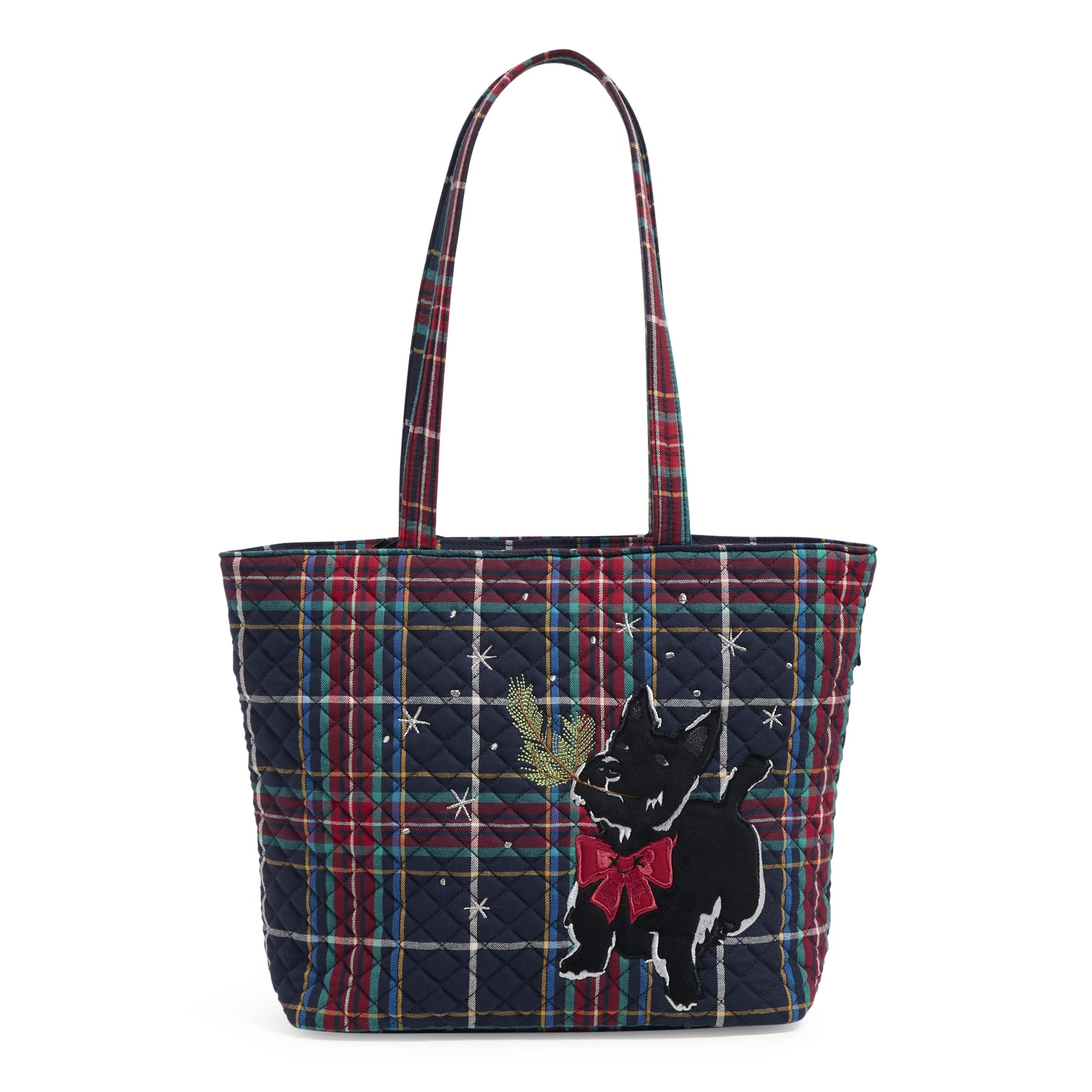 Vera Bradley Women's Cotton Small Vera Tote Bag, Scottie Dog - Recycled Cotton, One Size