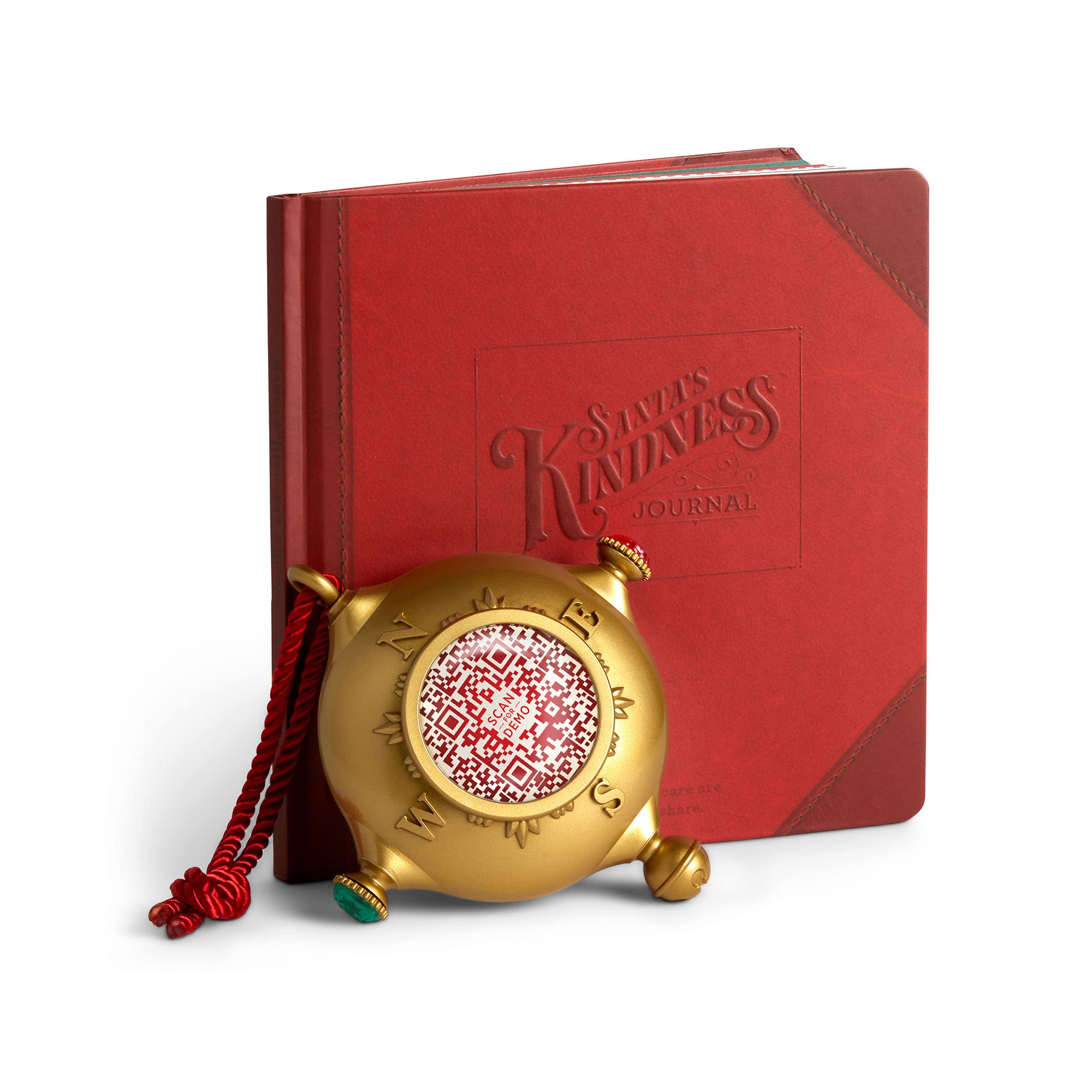 SANTA'S KINDNESS Ornament, Includes 1 Compass Shaped Ornament, Holiday Christmas Countdown, Interactive QR Code & 1 Kindness Journal with 80 Activity Pages to Write & Draw Acts of Kindness, Single