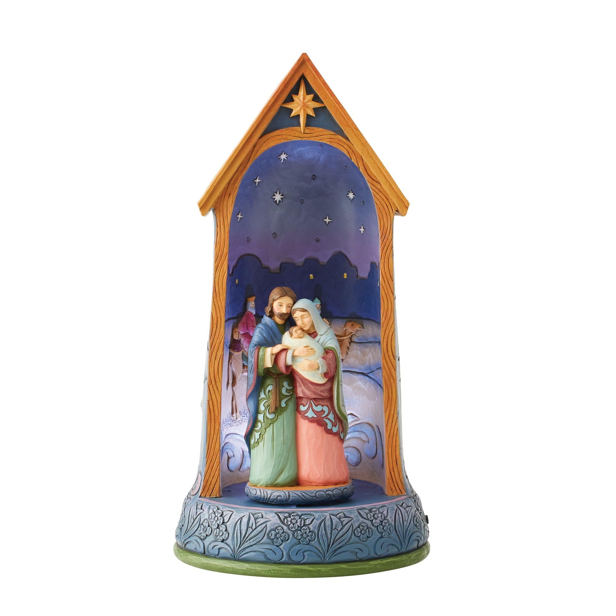 Enesco Jim Shore Holy Family in Stable Lighted, Figurine, 10.875in H