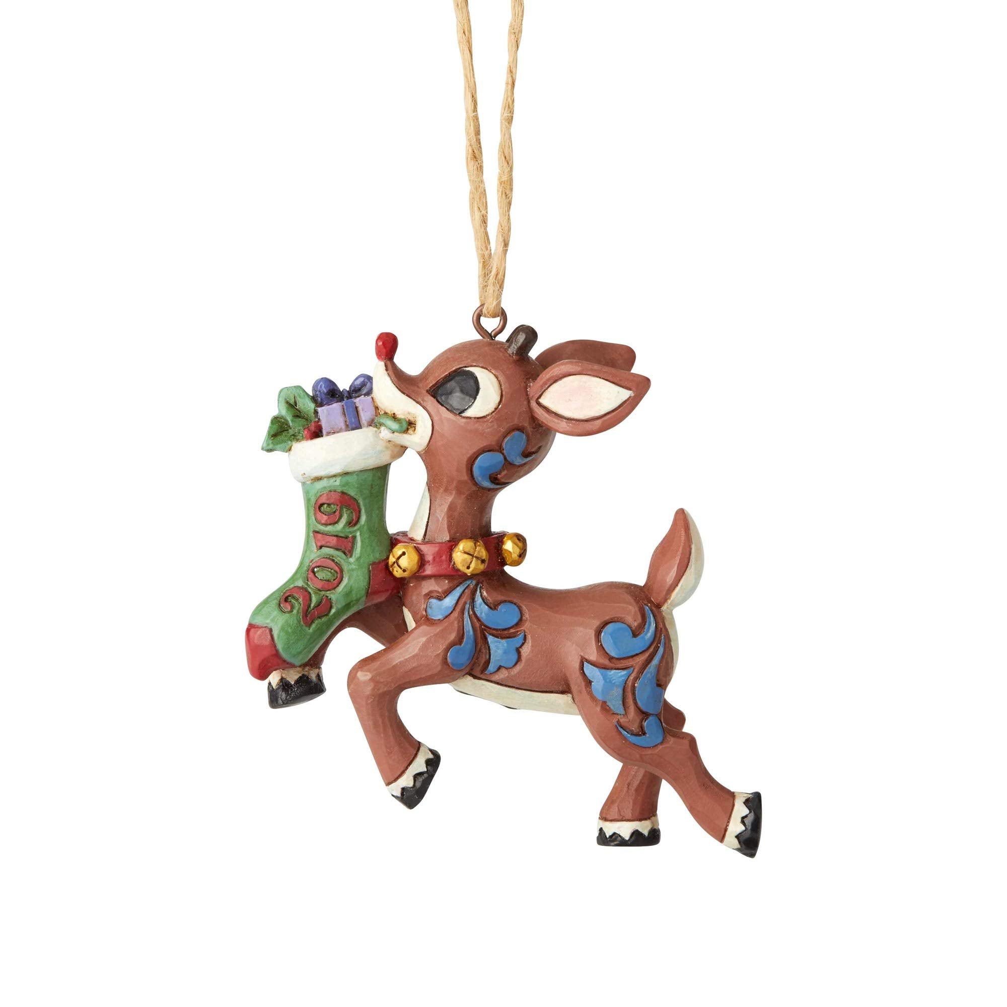 Enesco Rudolph Traditions by Jim Shore 2019 Stocking Hanging Ornament, 3.3 Inch, Multicolor