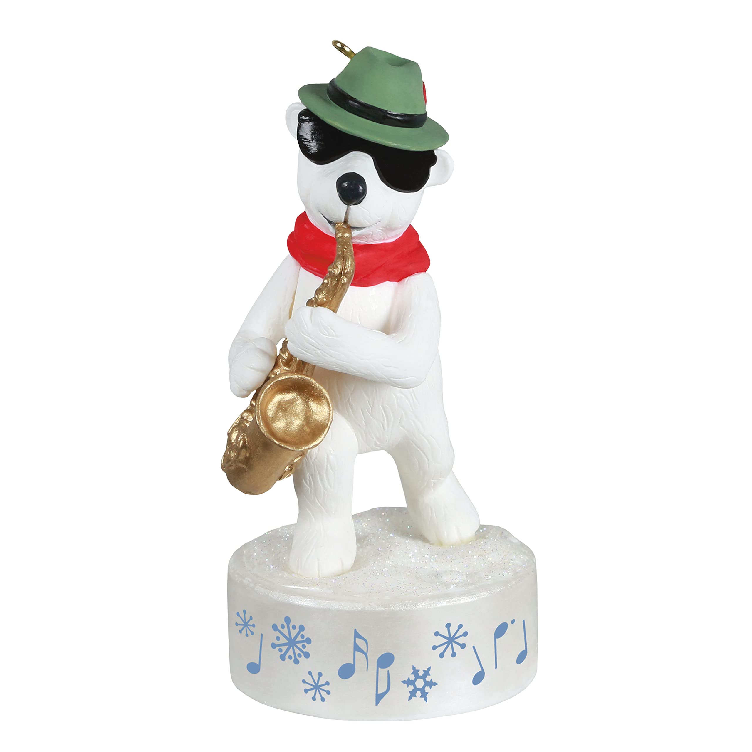 Hallmark Keepsake Plastic Christmas Ornament 2021, Musical Stylin' Saxophone Bear