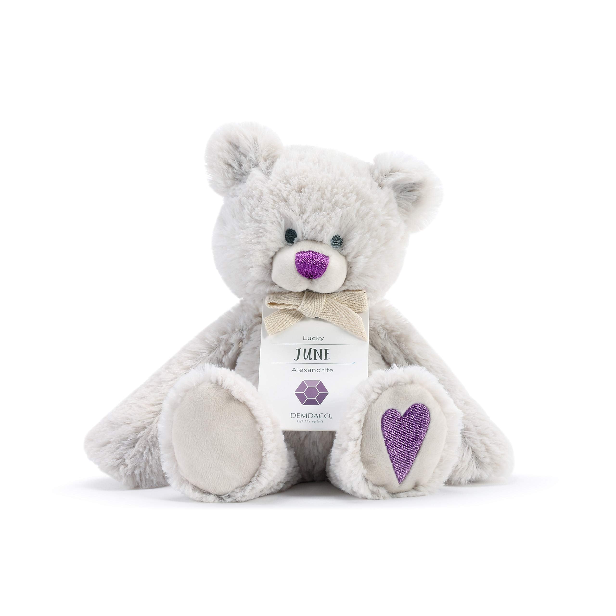 DEMDACO Lucky Purple Alexandrite Color June Birthstone 8.5 inch Children's Plush Stuffed Animal Toy