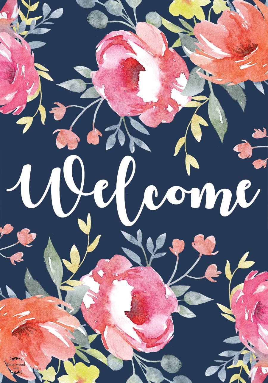 Watercolor Floral Spring Garden Flag Welcome Flowers