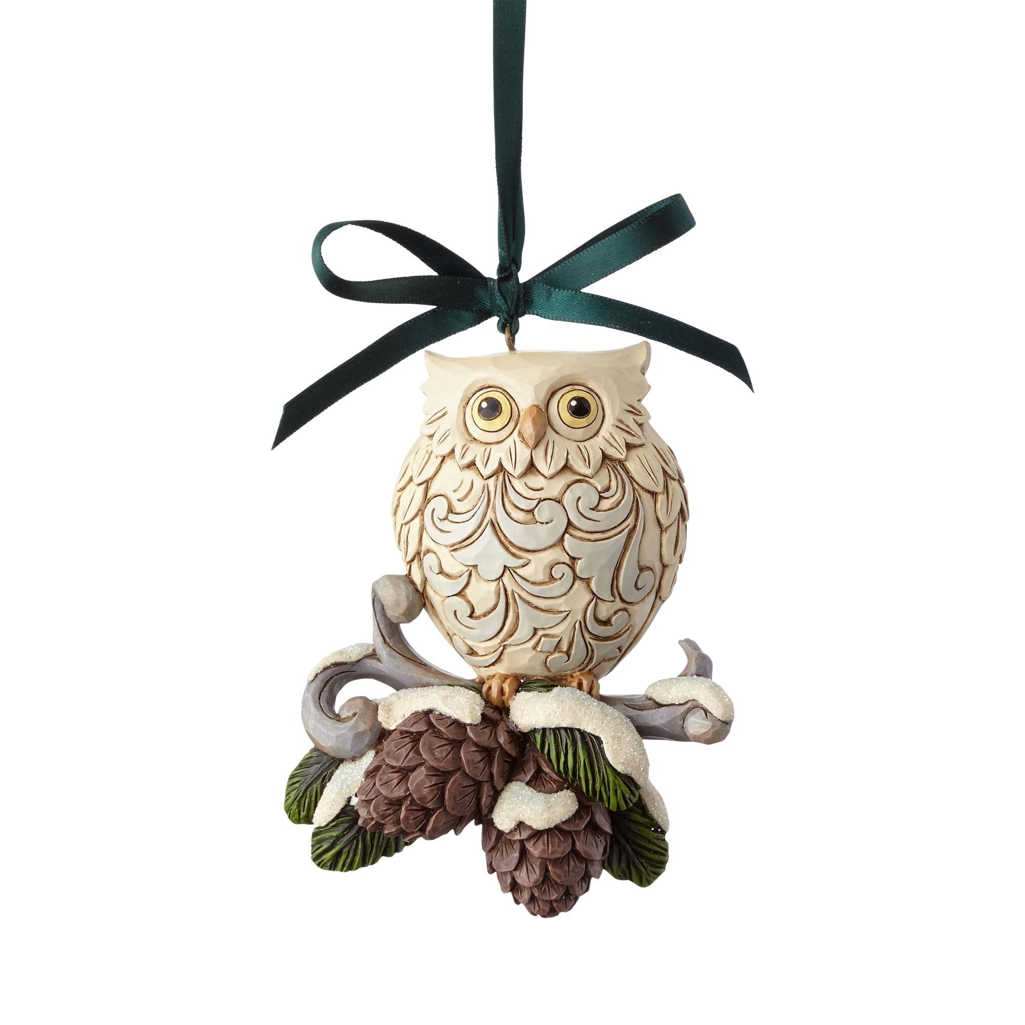 Enesco Jim Shore Heartwood Creek Legend of Pinecone Owl Stone Resin, 4.5” Hanging Ornament