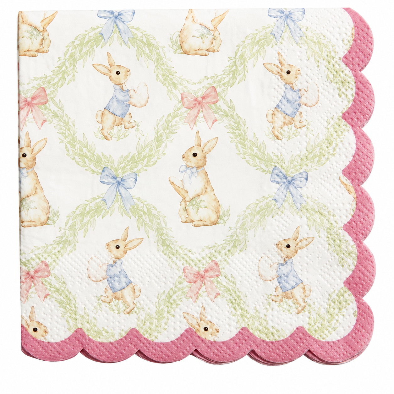 Mudpie Bunny Lattice Design Paper Napkin  I  White