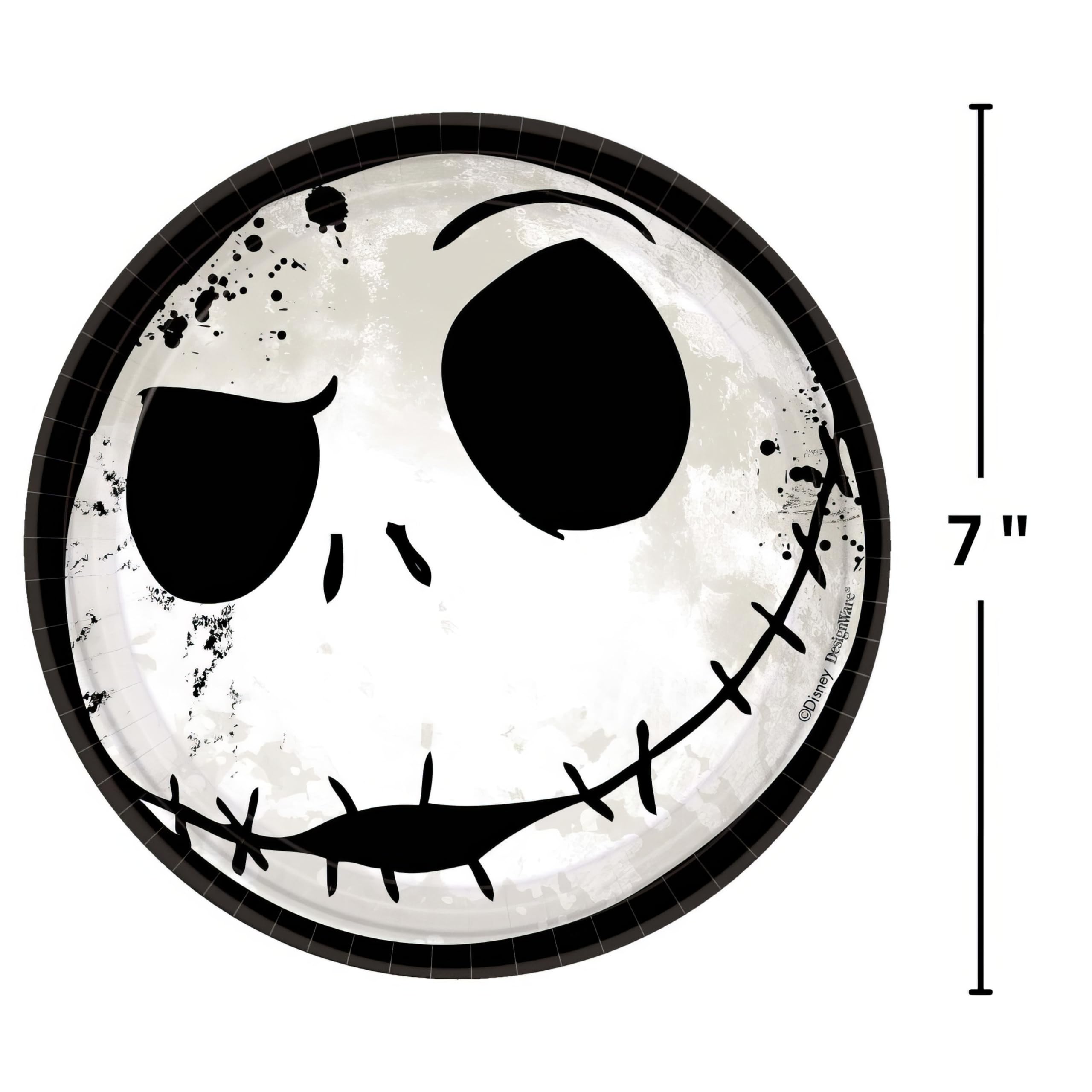 Disney Tim Burton's Nightmare Before Christmas Round Plates - 7" (Pack of 8) - Spooky Party Essentials, Perfect for Halloween & Birthday Celebrations