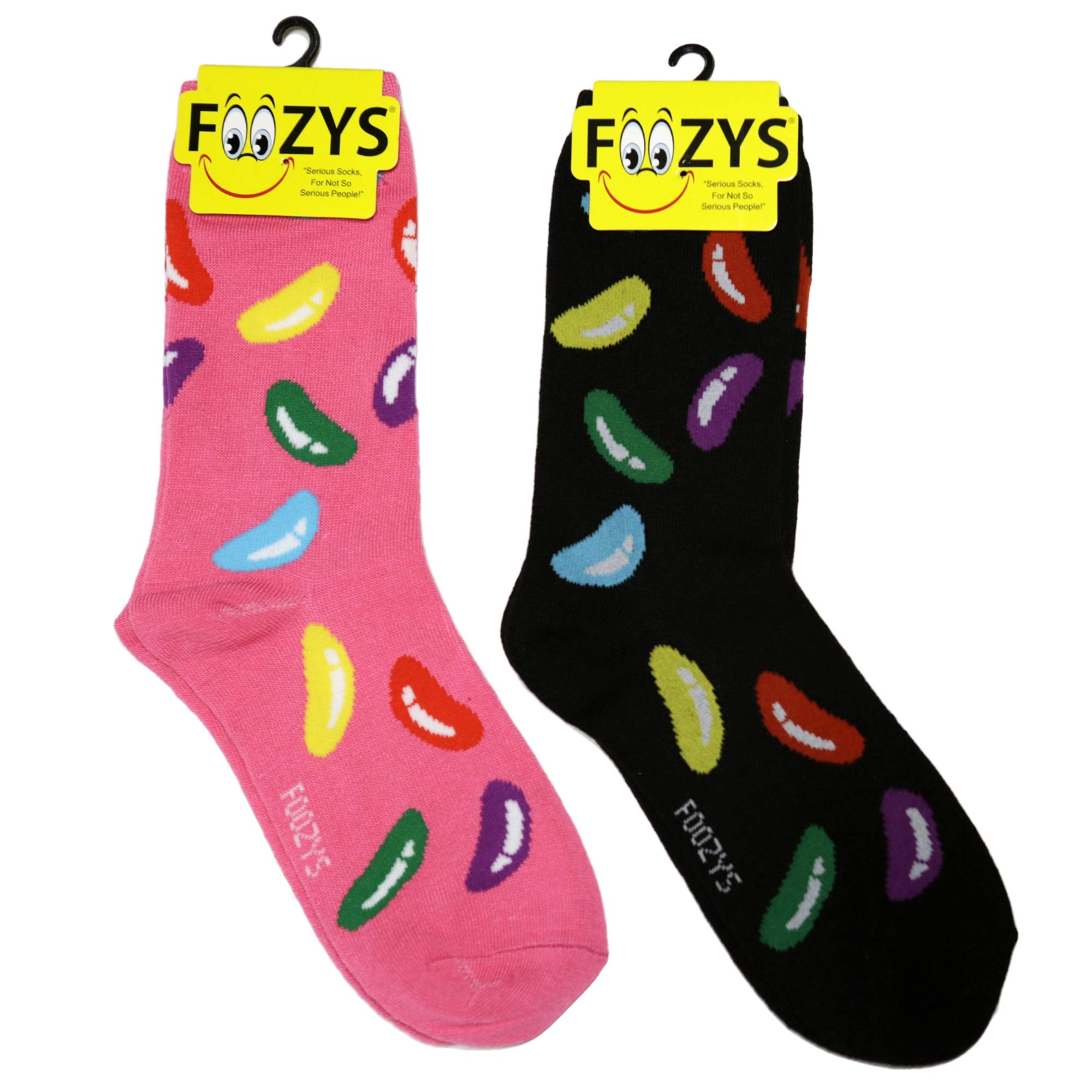 Foozys Women’s Crew Socks | Jelly Beans Sweet Treats Novelty Socks Black