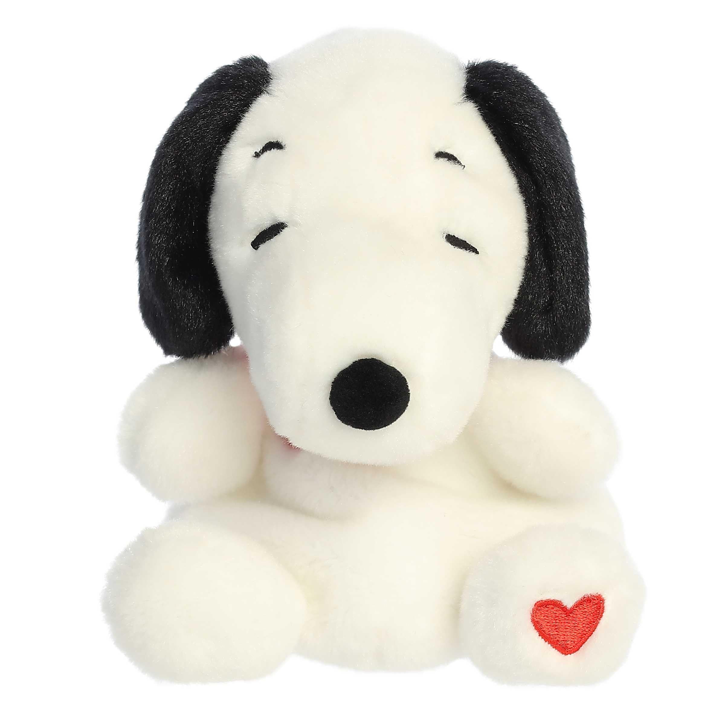 Aurora® Timeless Peanuts® Palm Pals™ Snoopy Hearts Stuffed Animal - Classic Characters - Lasting Memories - White 5 Inches