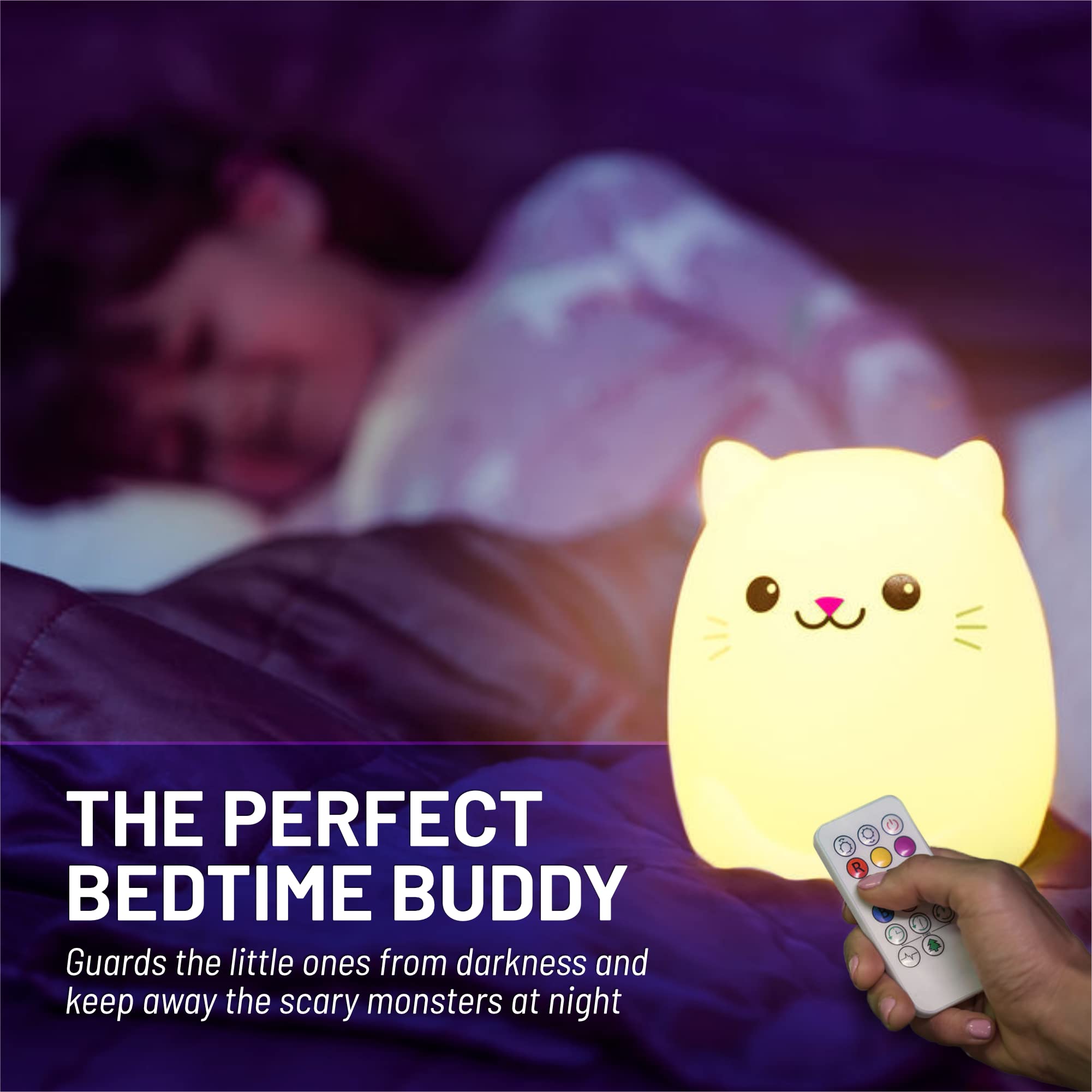 Lumipets Kitty Cat Portable Night Light for Kids, Silicone Nursery Light for Baby and Toddler Room, Rechargeable Animal Lights for Girls and Boys, Kawaii Lamp