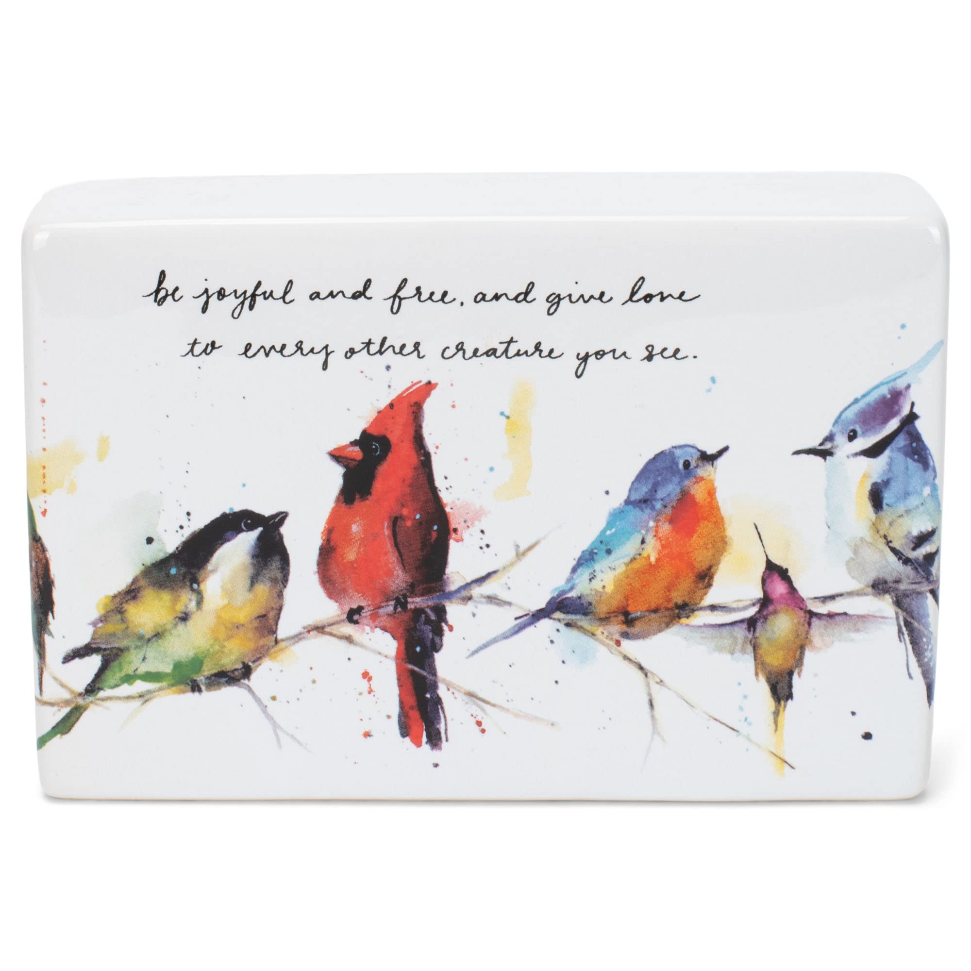 DEMDACO Dean Crouser Little Birds Watercolor 6 x 4 Ceramic Stoneware Decorative Sign Plaque