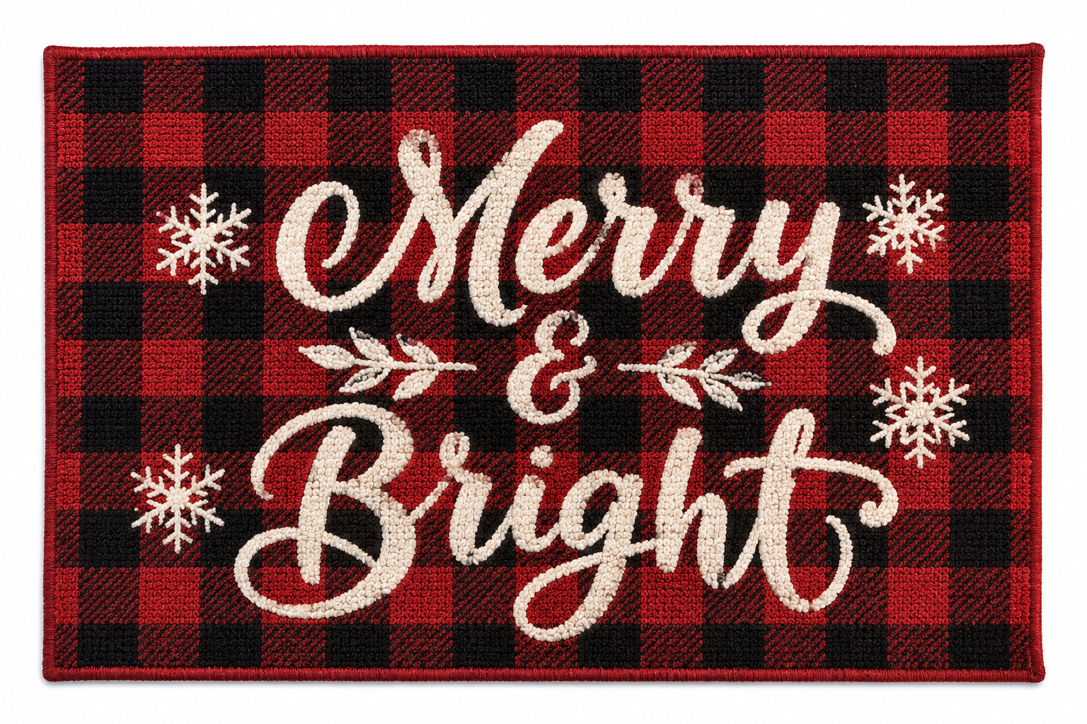 "Merry & Bright" Red Buffalo Plaid Nidico Tapestry Placemat