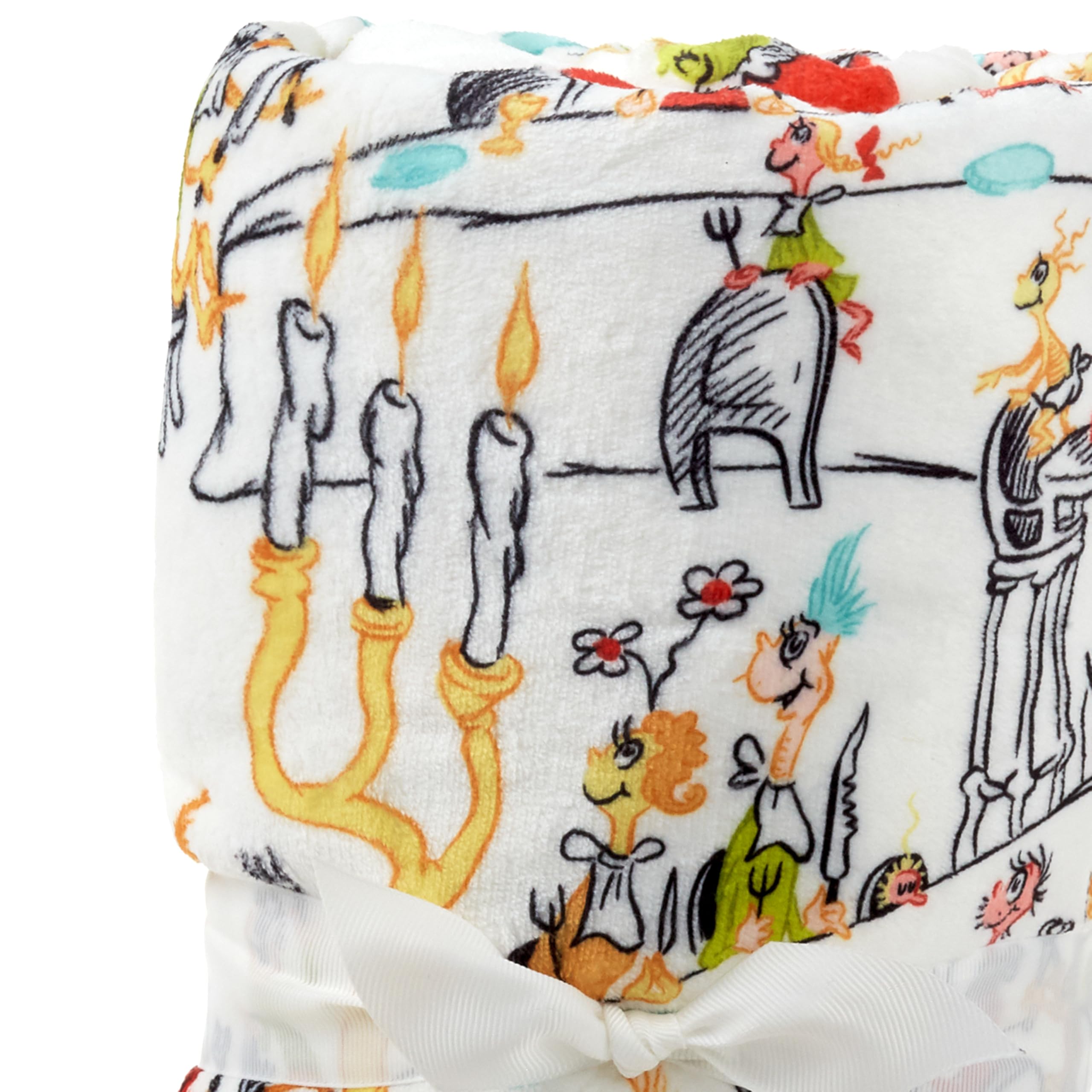 Dr. Seuss How the Grinch Stole Christmas Whoville Feast Plush Throw Blanket 50" x 60"