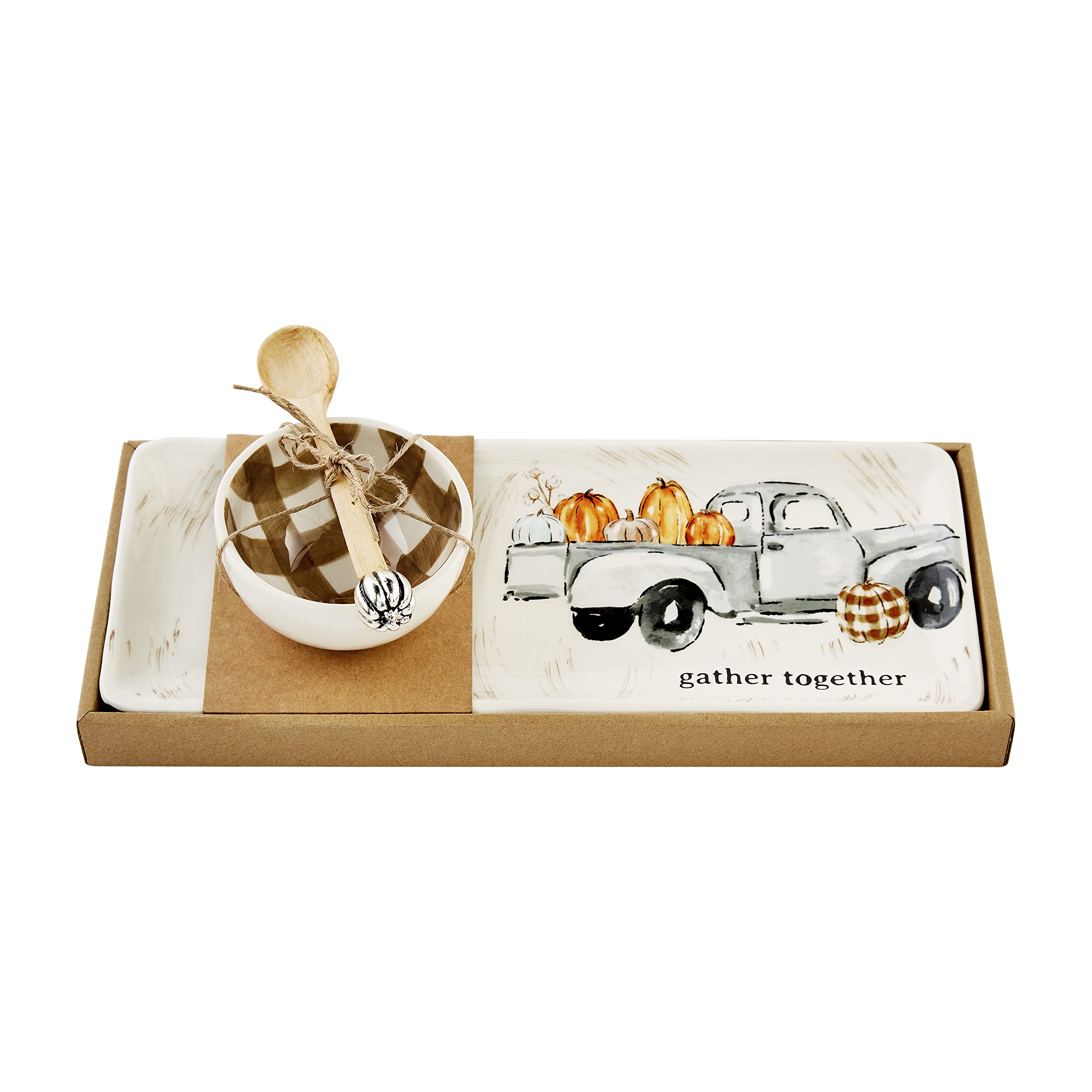 Mud Pie Harvest Chip and Dip Set, Rustic Truck, 5" x 12"