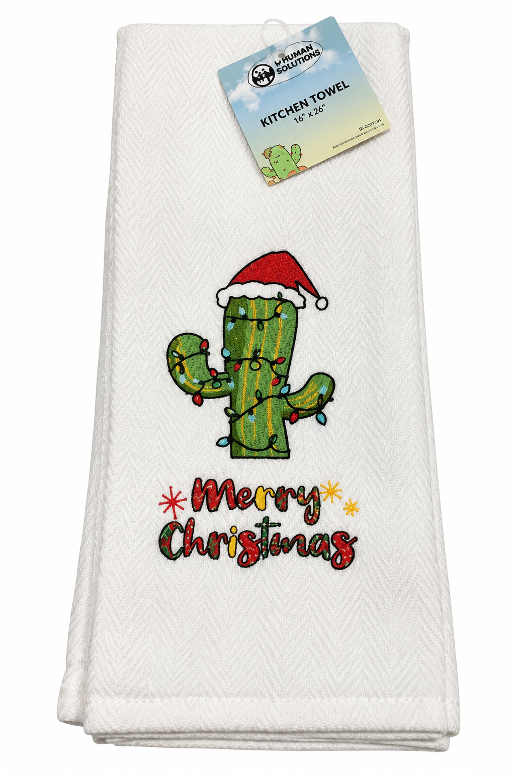 "Merry Christmas" Sonoran Souvenirs Cactus Kitchen Towel 15" x 25"