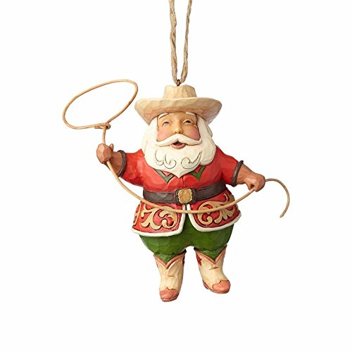 Enesco Jim Shore Heartwood Creek Cowboy Santa Stone Resin, 4.5” Hanging Ornament