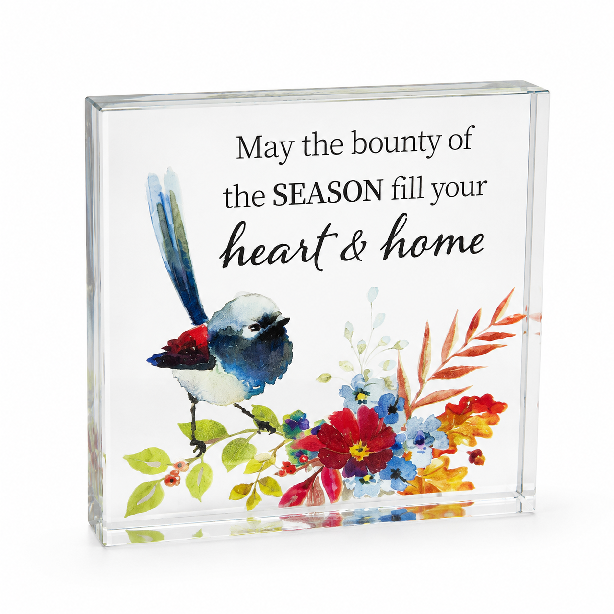 Ganz "Heart & Home" Glass Plaque Decor Block