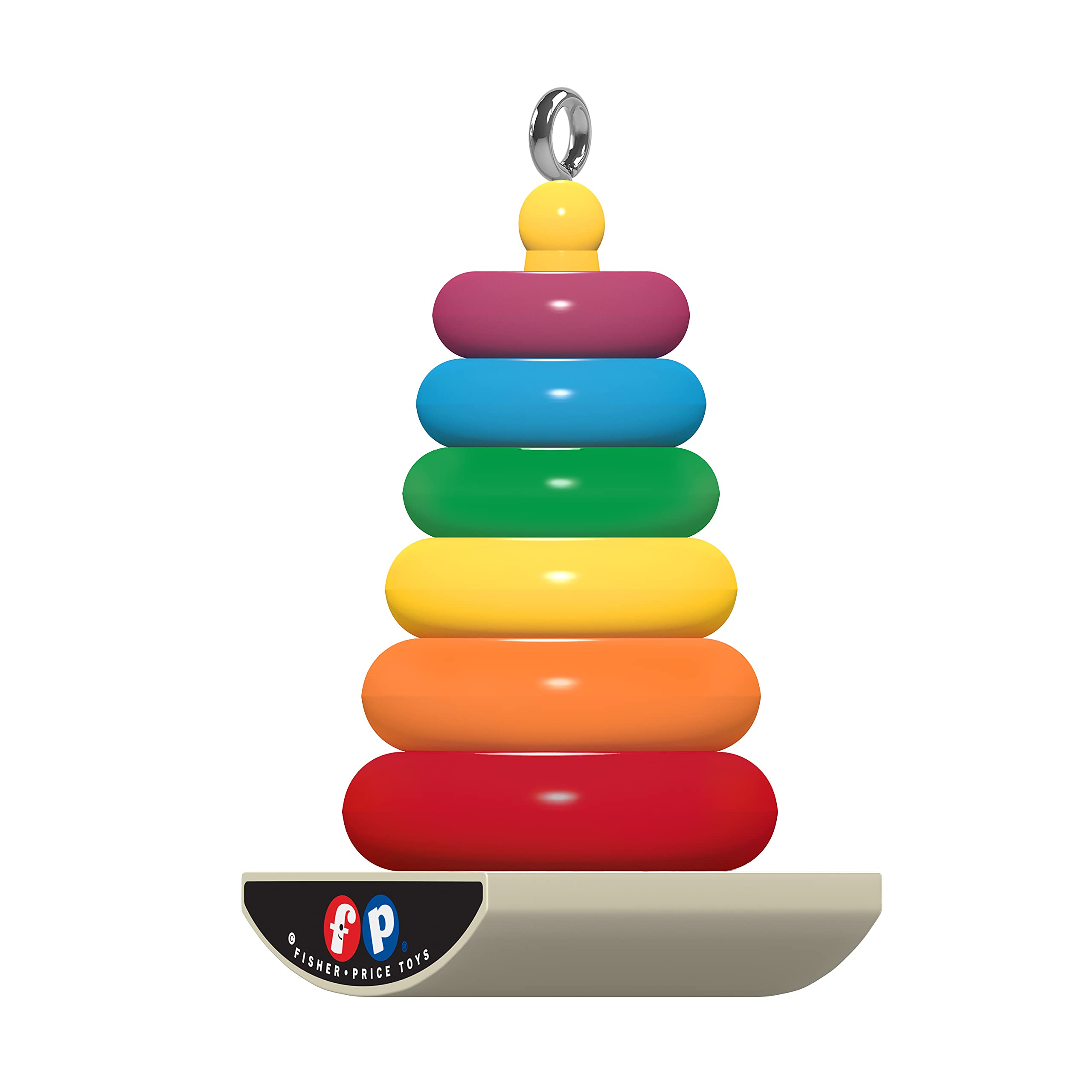 Hallmark Keepsake 0.875" Miniature Christmas Ornament 2021, Fisher-Price Rock-a-Stack Toy, Mini