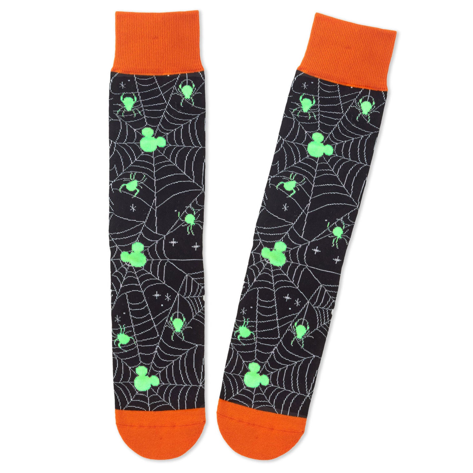 Glow-In-The-Dark Spider Web Mickey Mouse Halloween Hallmark Socks