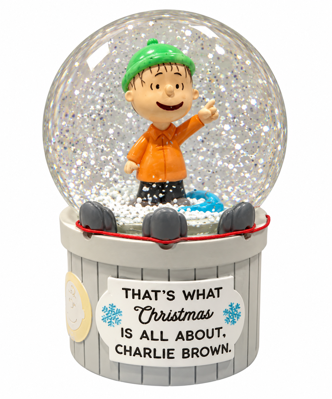 "That's What Christmas Is All About Charlie Brown" Hallmark Peanuts Linus Mini Snow Globe