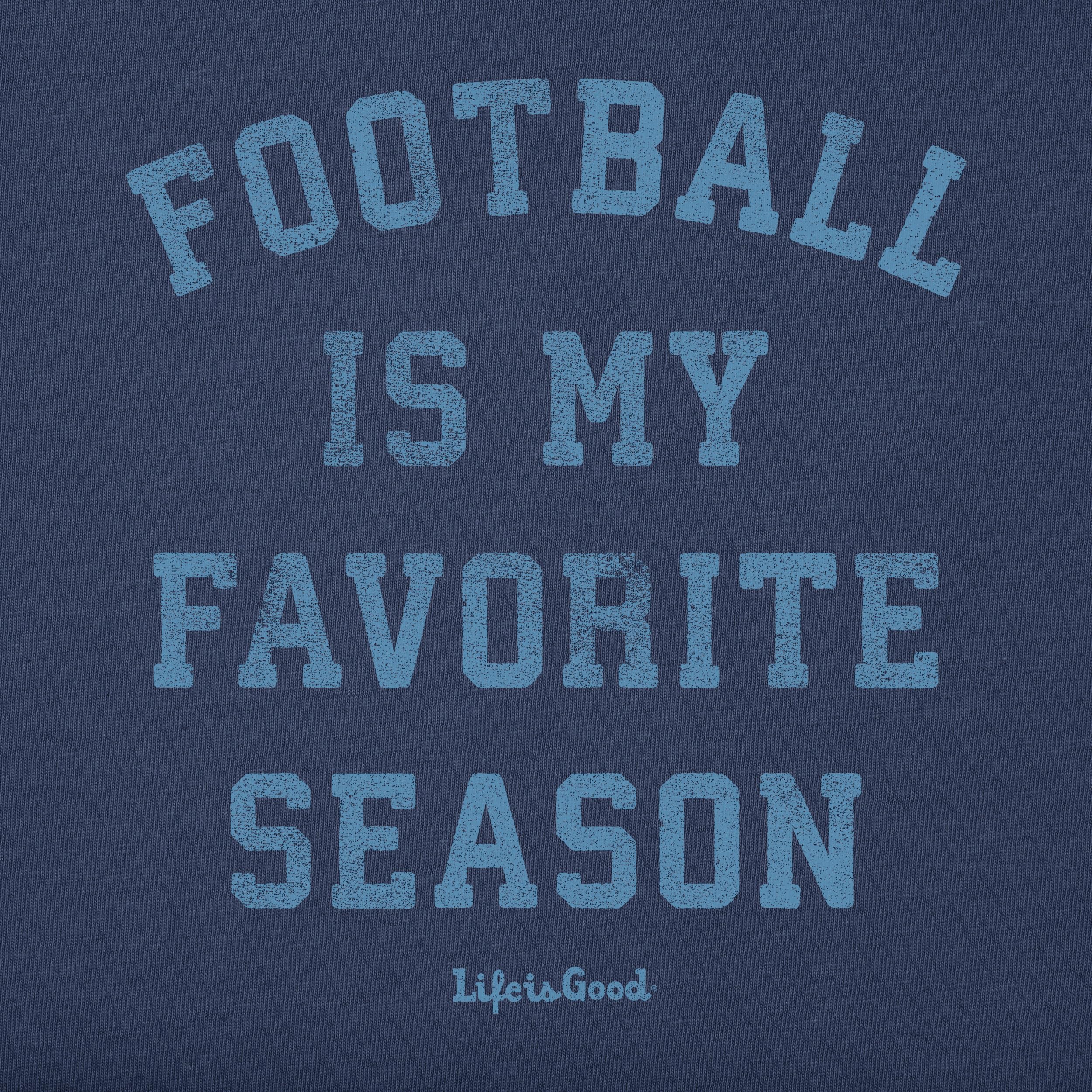 Life is Good Men's Crusher Tee, Long Sleeve Cotton Graphic T-Shirts, Football is My Favorite Season Darkest Blue