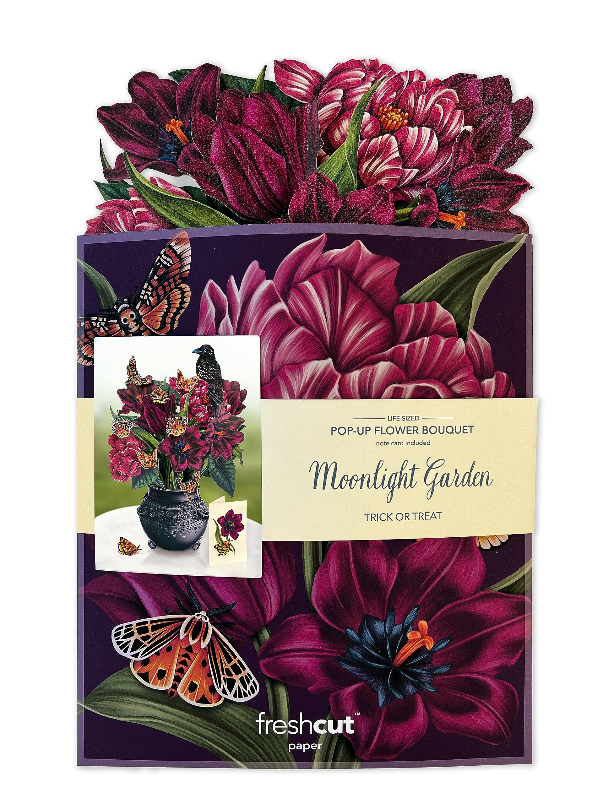 FreshCut Paper "Moonlight Garden" Life-Sized Pop-Up Flower Bouquet Card