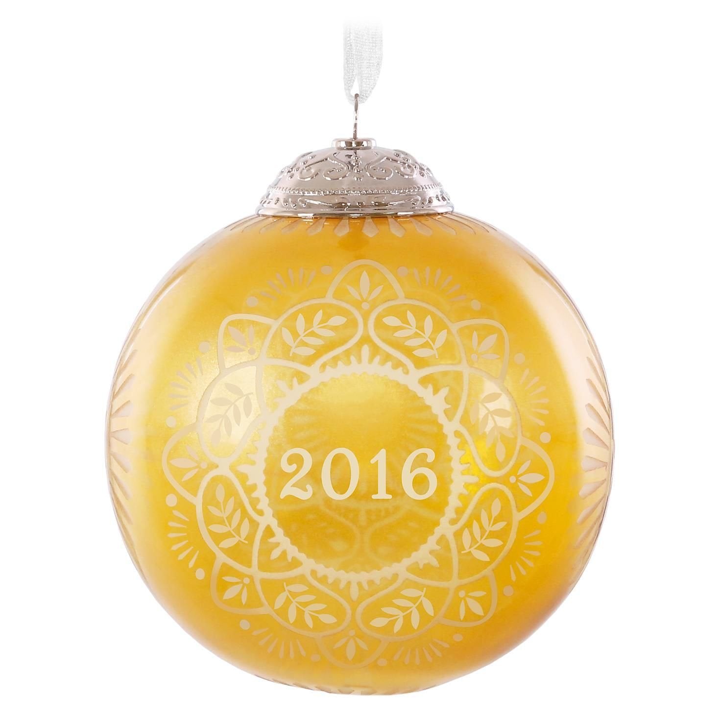 Hallmark Keepsake Ornament Christmas Commemorative Gold Glass Ball 2016