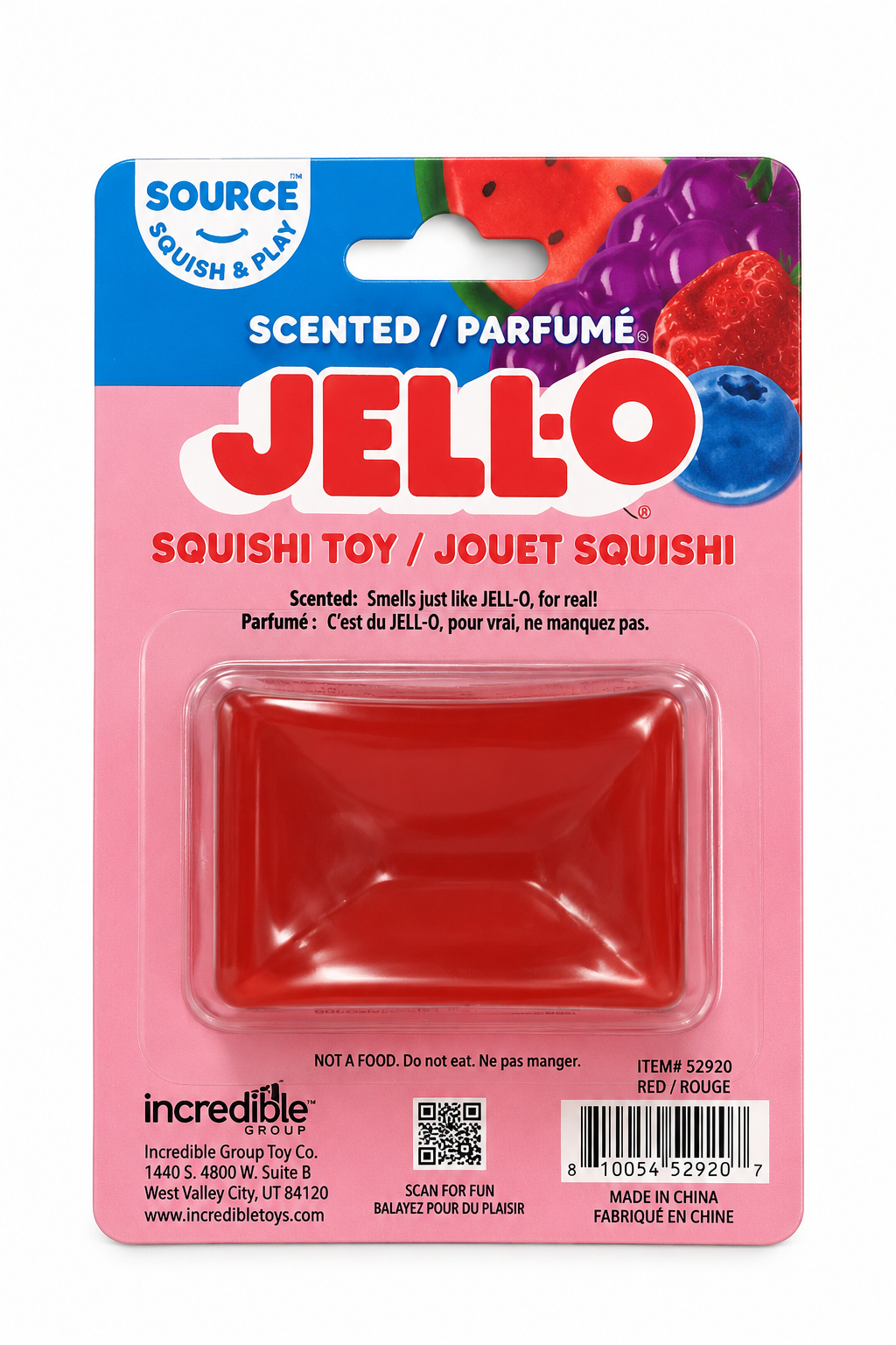 Jell-O Red Strawberry Scented Mold Gel Squishy Toy