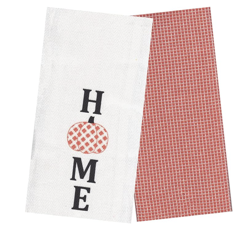 Thanksgiving Kitchen Dish Towels Cotton 2 Pack Decorative Harvest Fall Theme (Pumpkin Home)