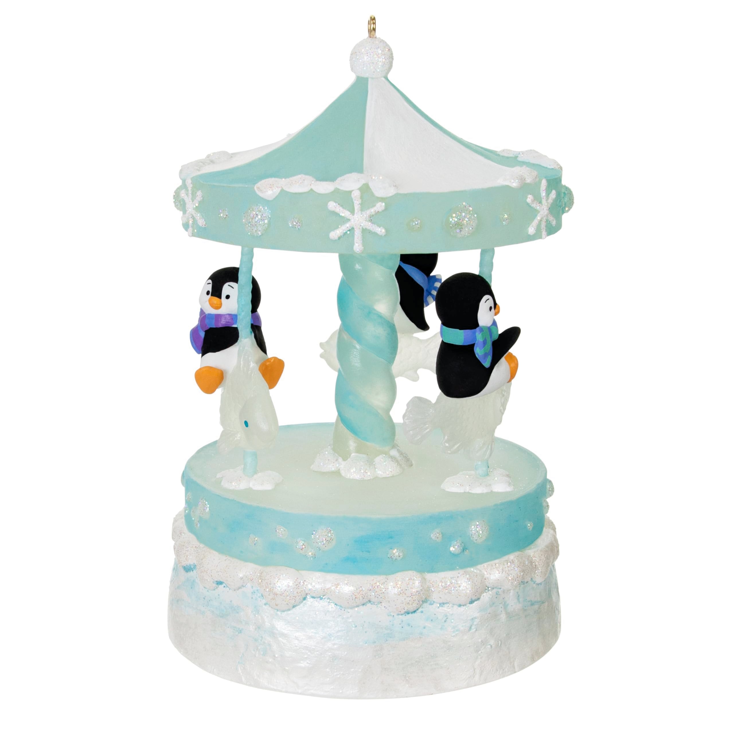Hallmark Keepsake Christmas Ornament 2024, Playful Penguins on Carousel Musical With Light and Motion, Family Gifts
