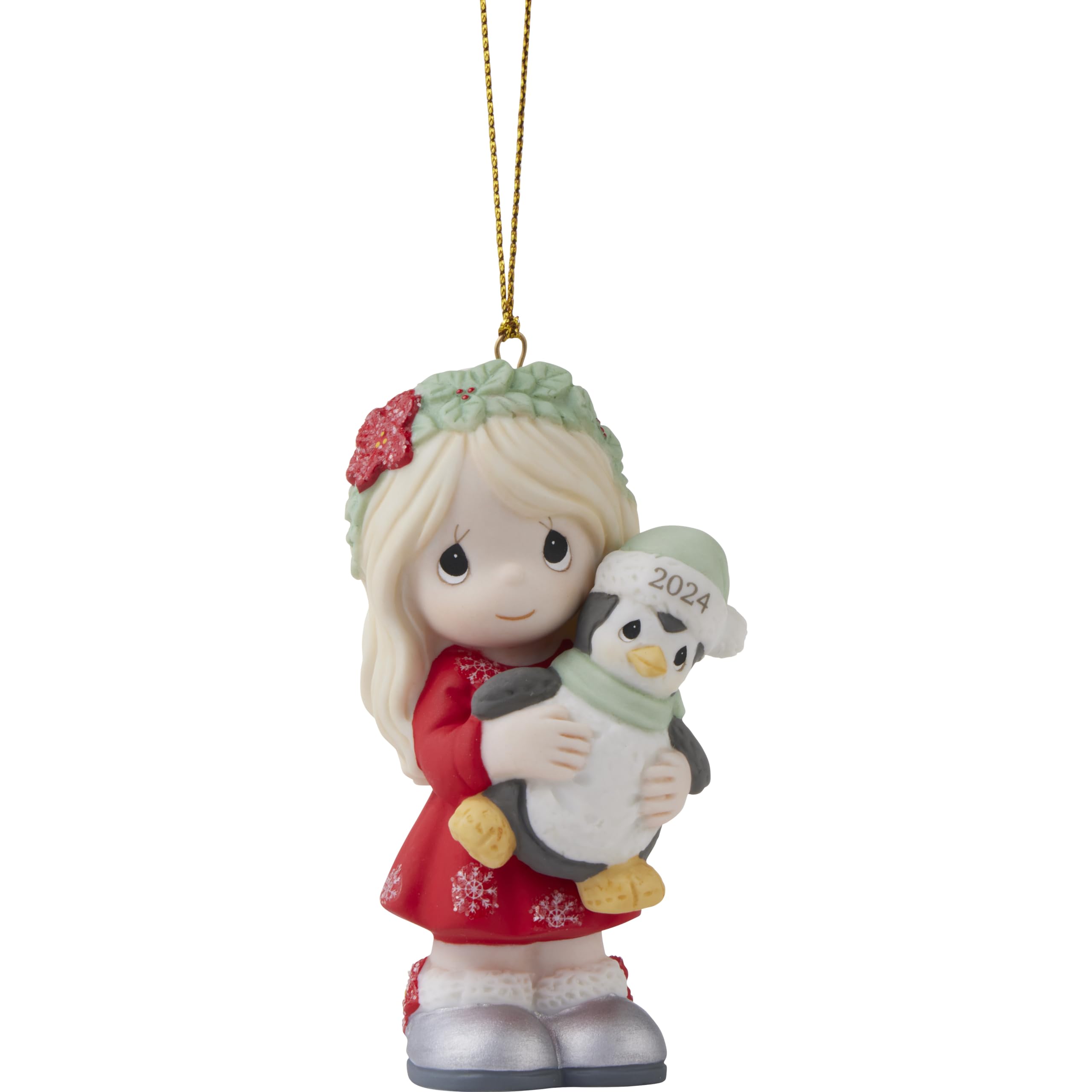 Precious Moments 2024 Collector Little Girl Ornament | Have Yourself A Merry Little Christmas Dated 2024 Girl Bisque Porcelain Ornament | Holiday Decor & Gifts