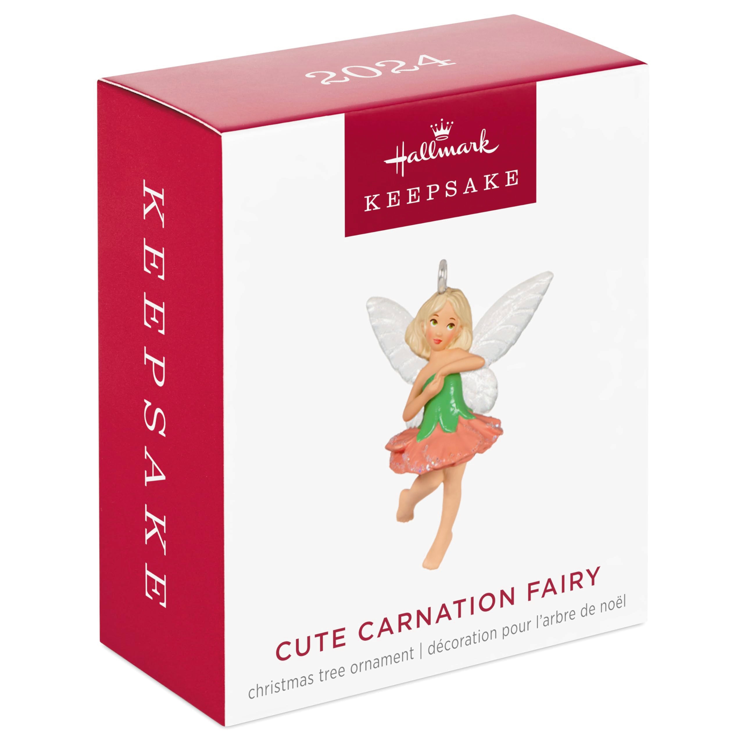 Hallmark Keepsake 1.12" Miniature Christmas Ornament 2024, Mini Cute Carnation Fairy, Gift for Her