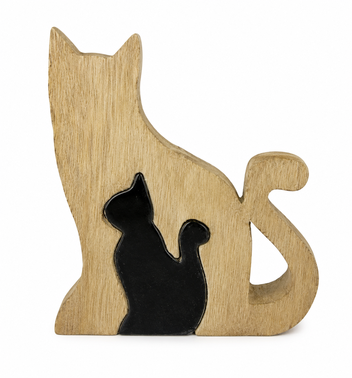 Wooden Cat Silhouette Halloween Tabletop Décor