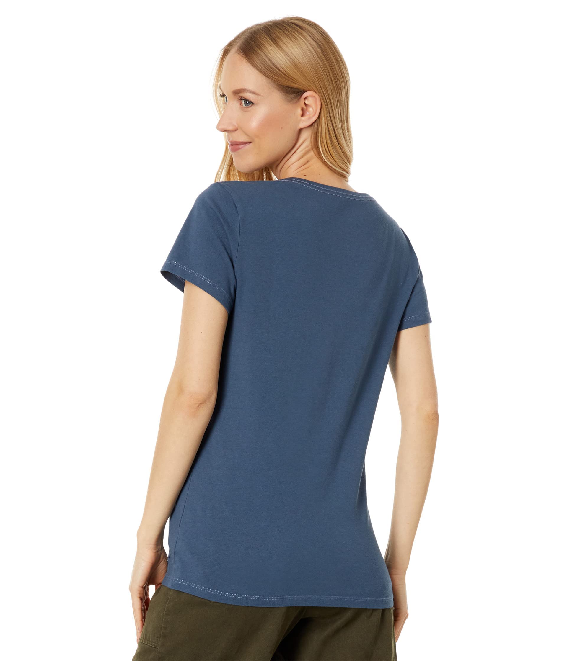 M Life is Good® Women’s Airplane Heart V-Neck Crusher Tee – Slate Blue / Charcoal