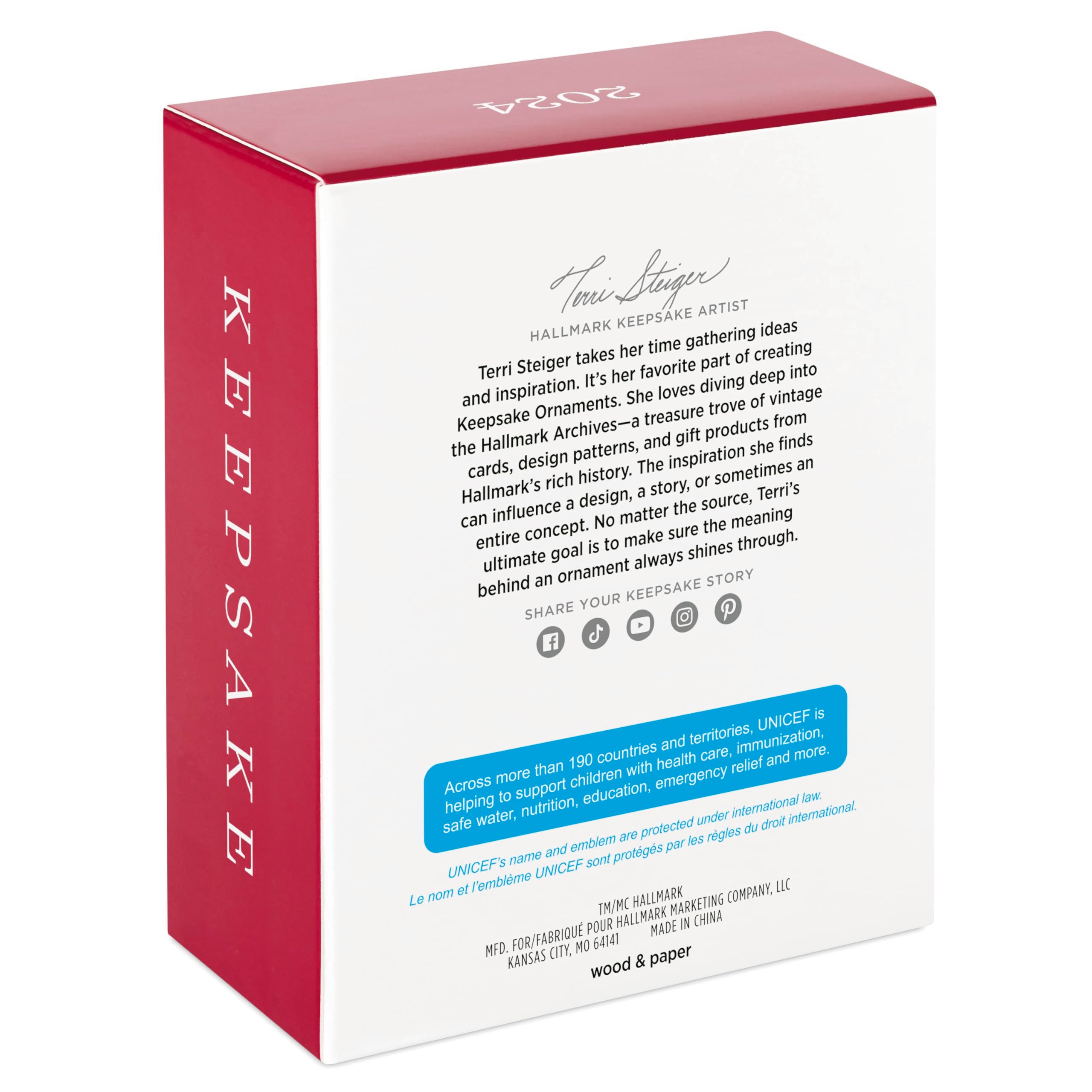 Hallmark Keepsake Christmas Ornament 2024, UNICEF Peace to the World Papercraft, Charity Gifts