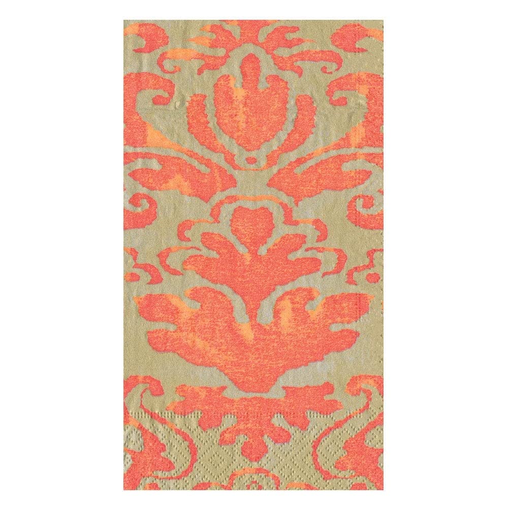 Caspari Palazzo Paper Guest Towel Napkins in Coral, 15 Per Package