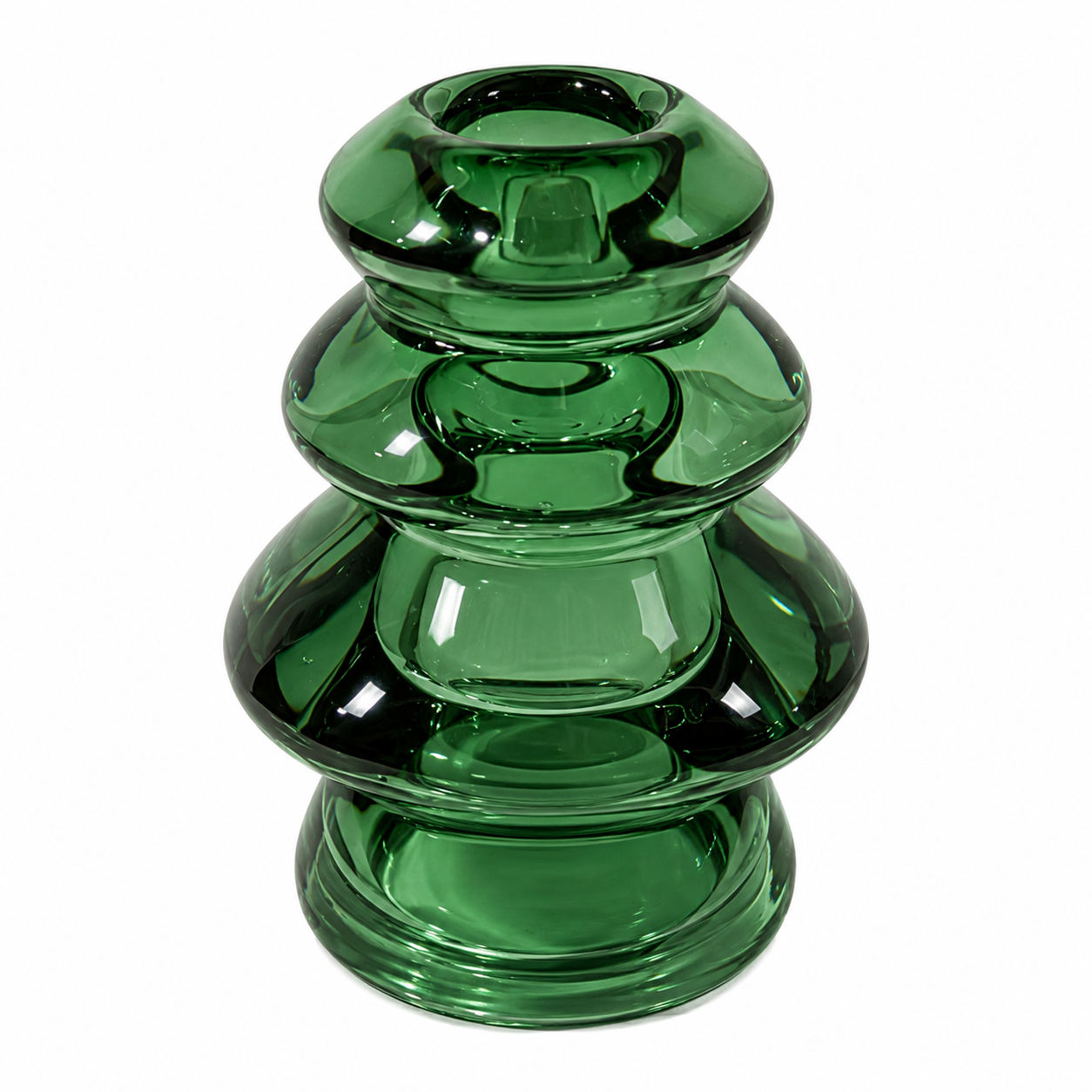 At Home by Mirabeau 3.75" Green Glass Christmas Tree Taper Candle Holder