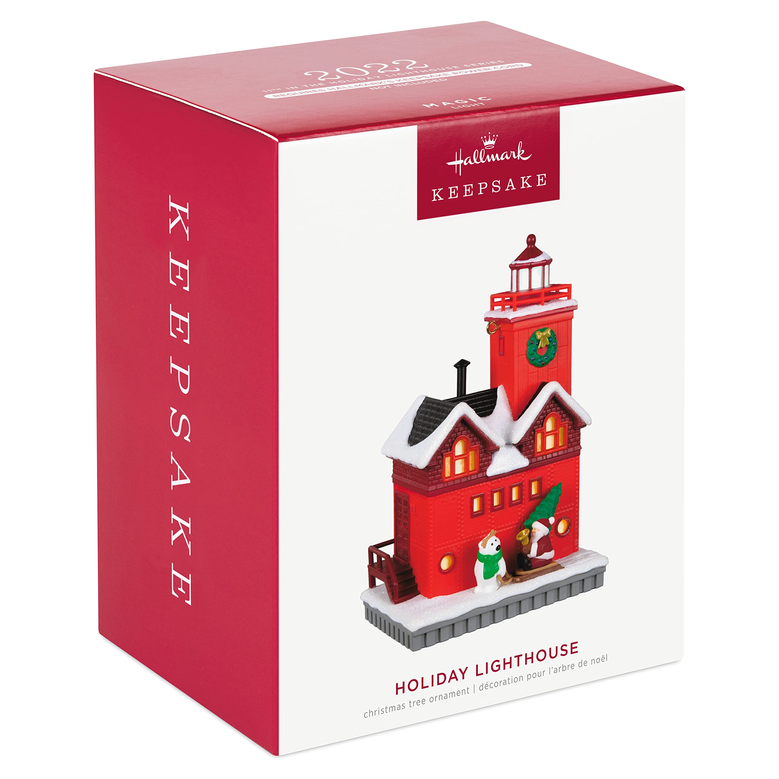 Hallmark Keepsake Plastic Christmas Ornament 2022 Year-Dated, Holiday Lighthouse with Light