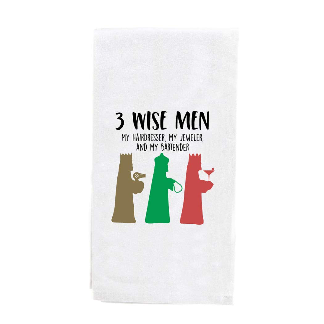 Enesco Our Name is Mud Holiday 3 Wise Men Hairdresser Jeweler Bartender Dish Cloth Tea Towel, 20 Inch, Multicolor