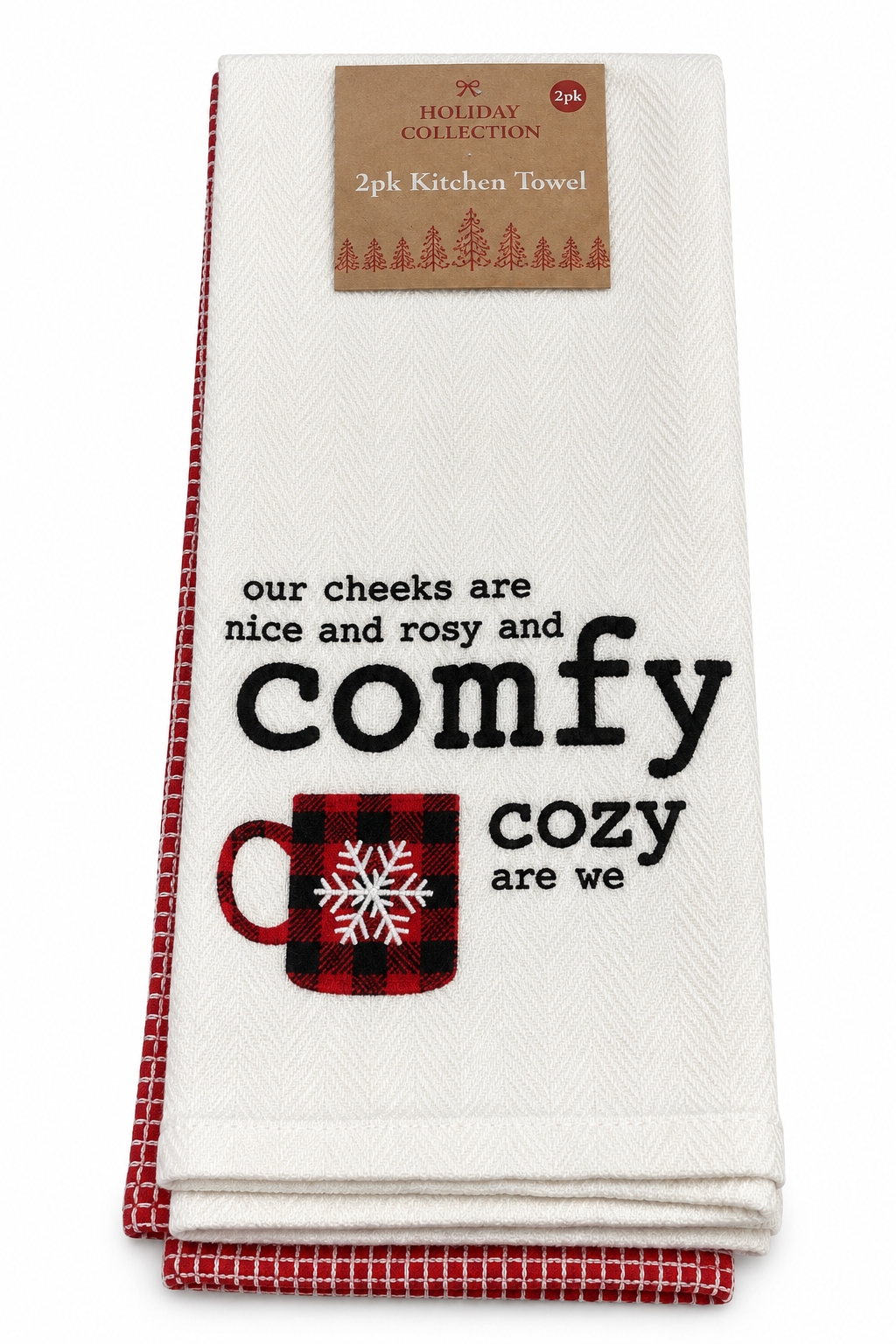 Holiday Collection Comfy Cozy Christmas Kitchen Towel 2 Pack