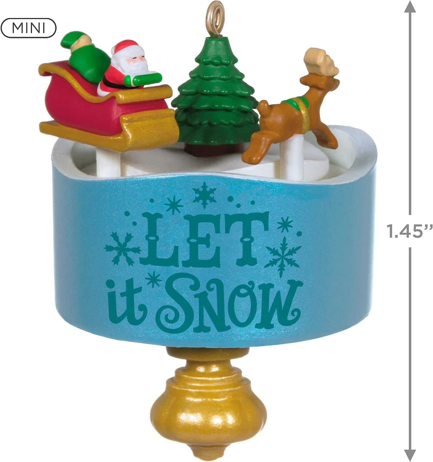Hallmark Keepsake 1.45" Miniature Christmas Ornament 2022, Santa’s Little Spin, Mini