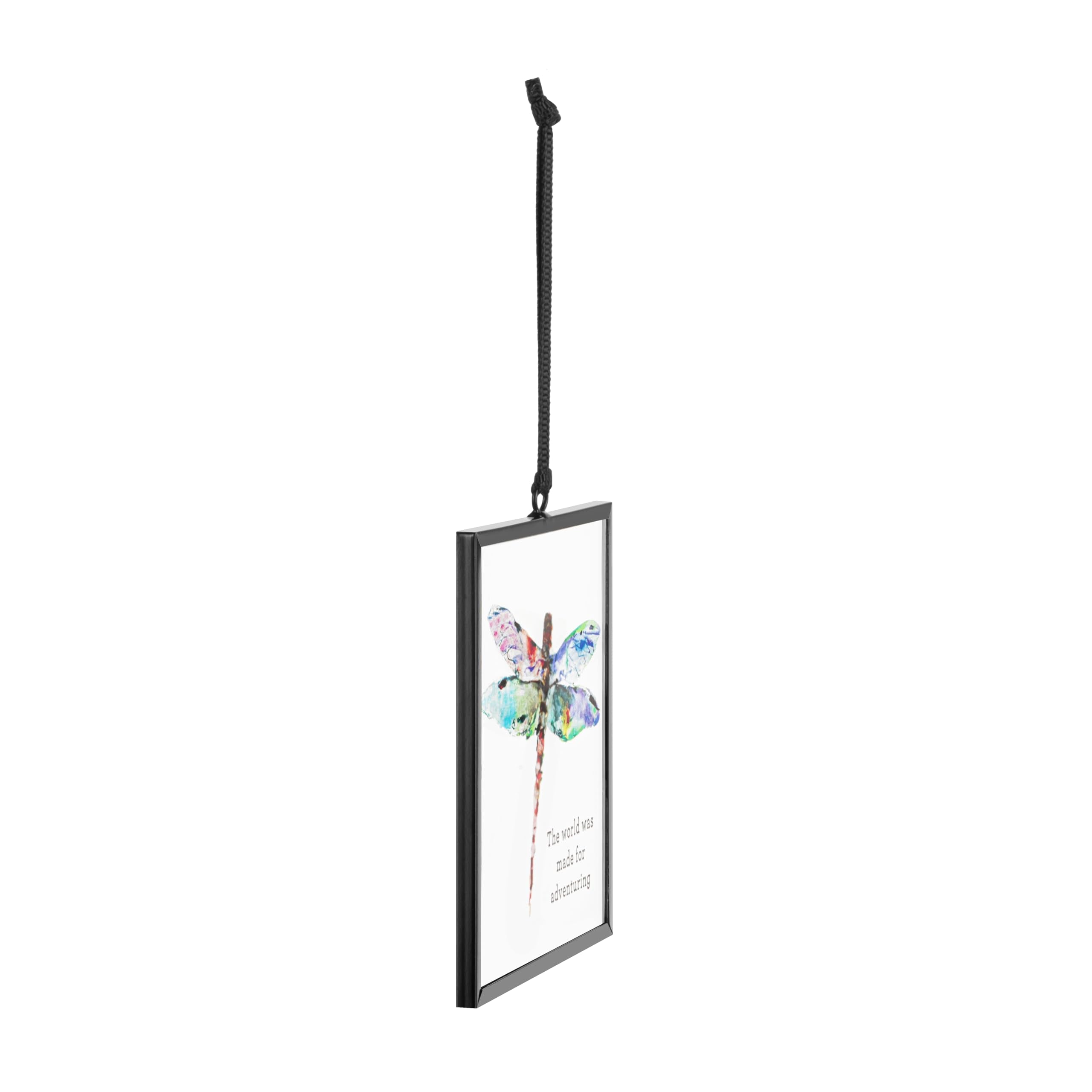DEMDACO Dean Crouser Collection The World was Made for Adventuring Watercolor Dragonfly 3 x 3 Iron and Glass Square Suncatcher Ornament Display