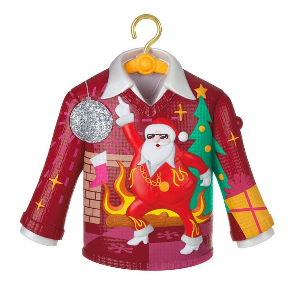 Hallmark QGO2135 Disco Inferno Santa Crazy Christmas Sweater Musical 2021 Ornament