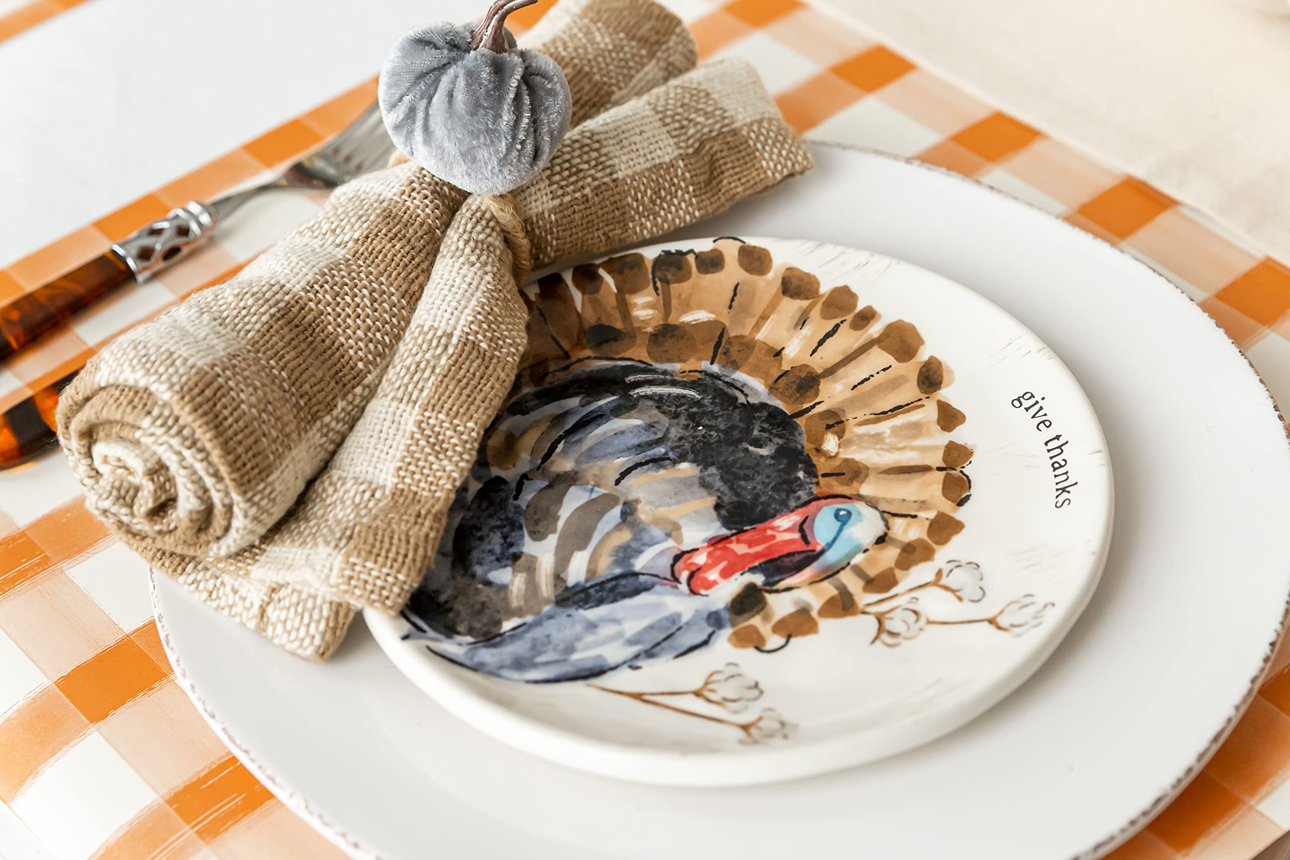 Mud Pie Thanksgiving Salad Plate, Give Thanks, 8" dia