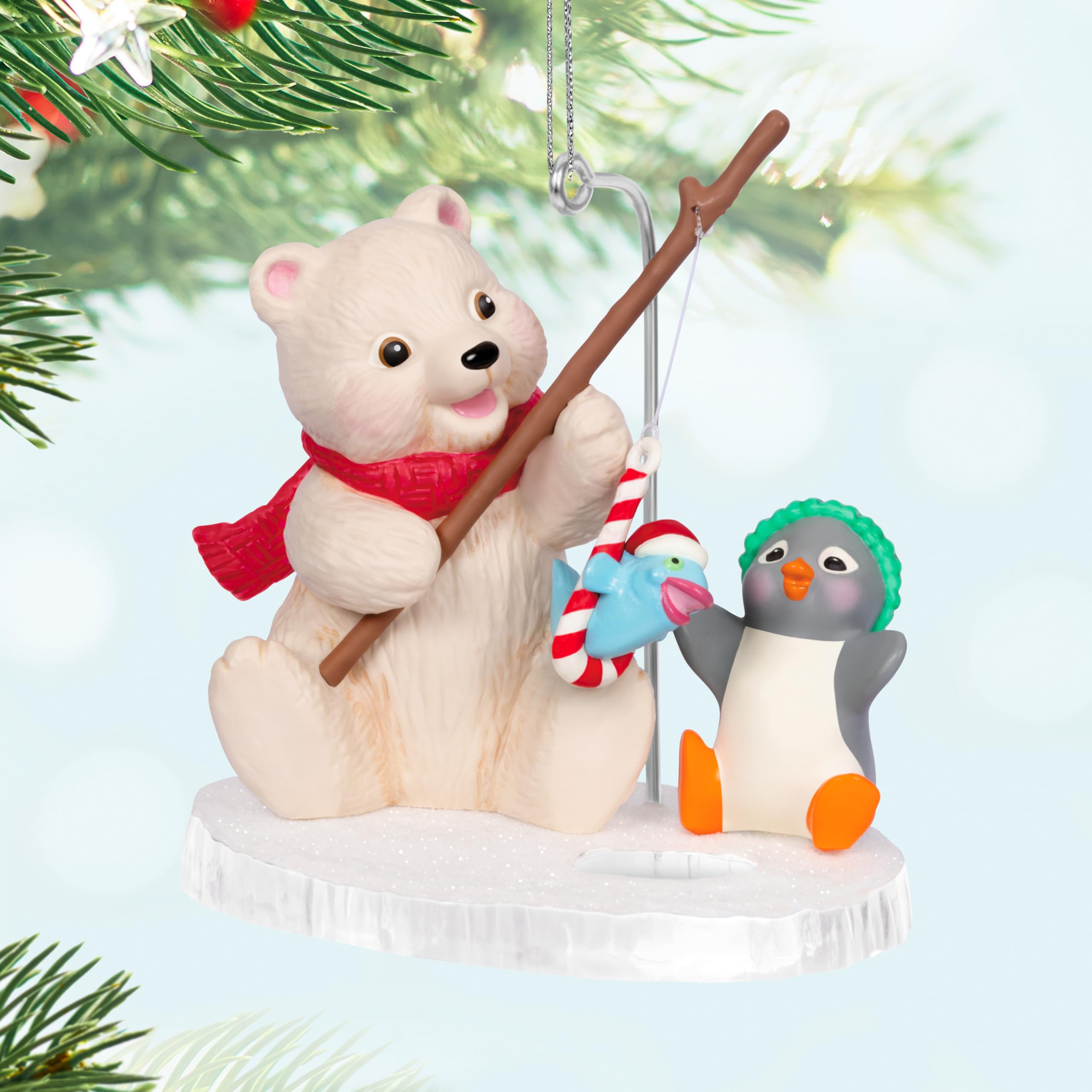 Hallmark Keepsake Christmas Ornament 2024, Snowball and Tuxedo Fishing Friends, Gifts for Christmas Lovers