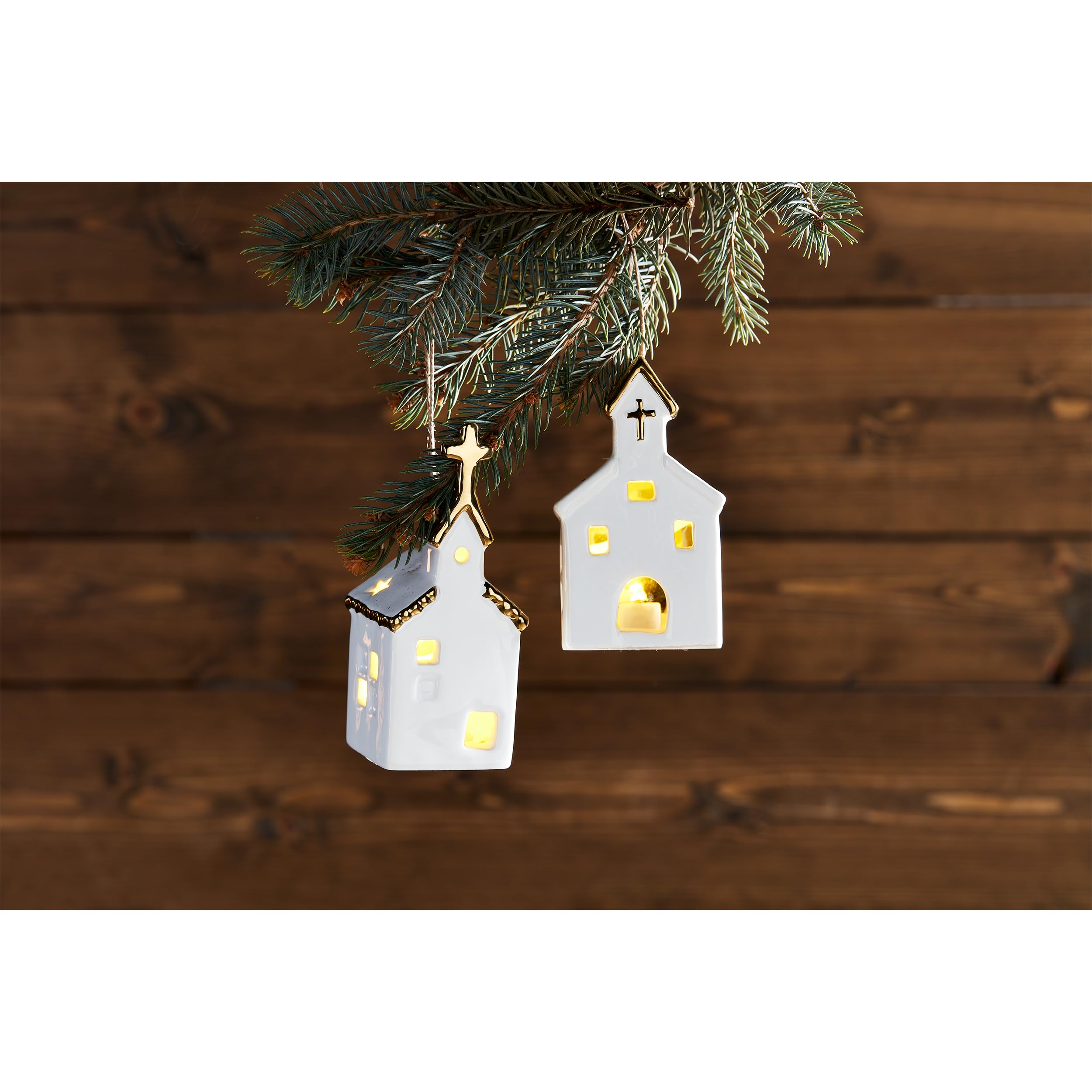 Mud Pie Light Up Church Ornament, Medium, 4" x 2 1/2"