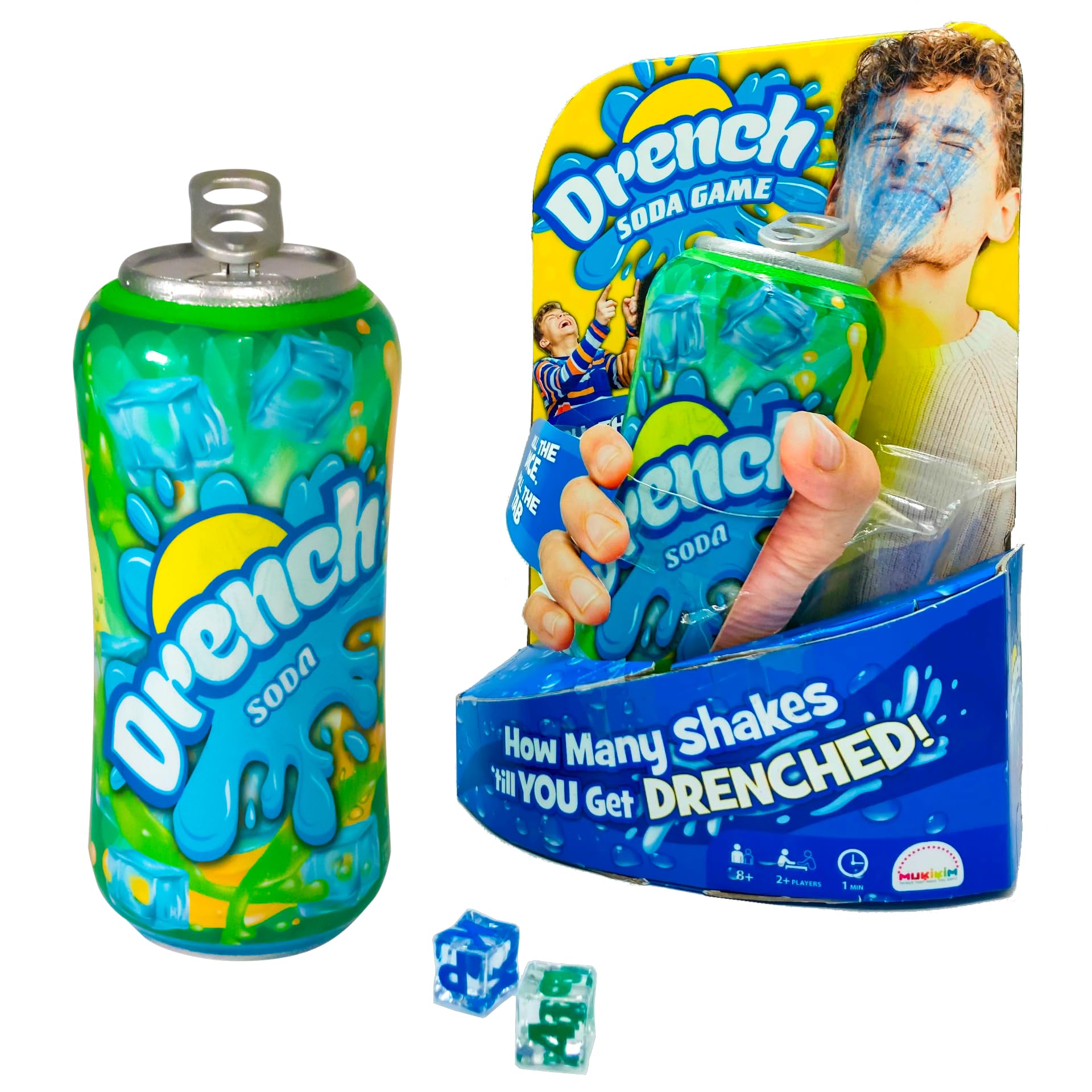 MUKIKIM Drench Soda Game - Family & Party Interactive Game of Chance. Roll Dice, Shake Can & Pull The Tab! The Last Person to Stay Dry Wins!