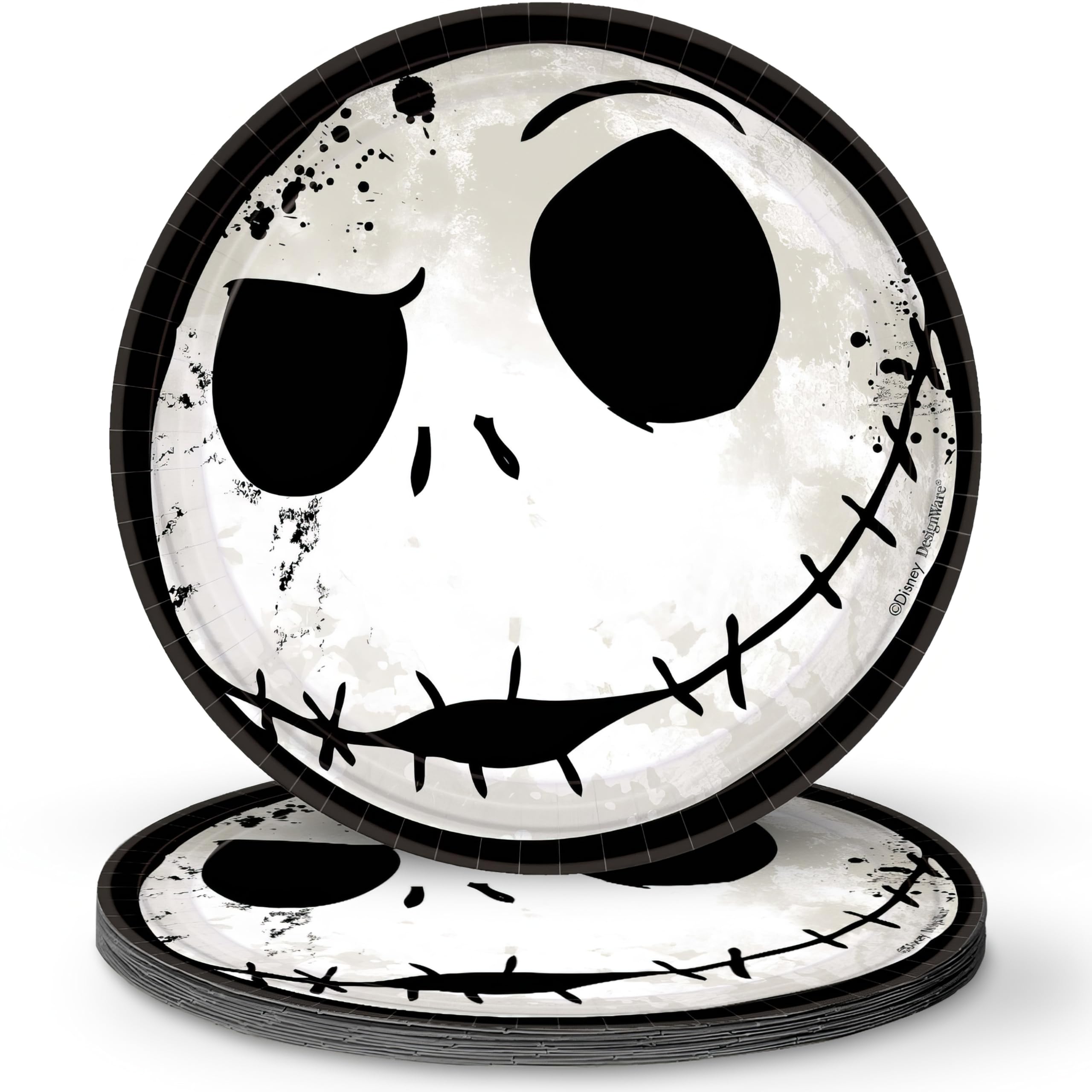 Disney Tim Burton's Nightmare Before Christmas Round Plates - 7" (Pack of 8) - Spooky Party Essentials, Perfect for Halloween & Birthday Celebrations